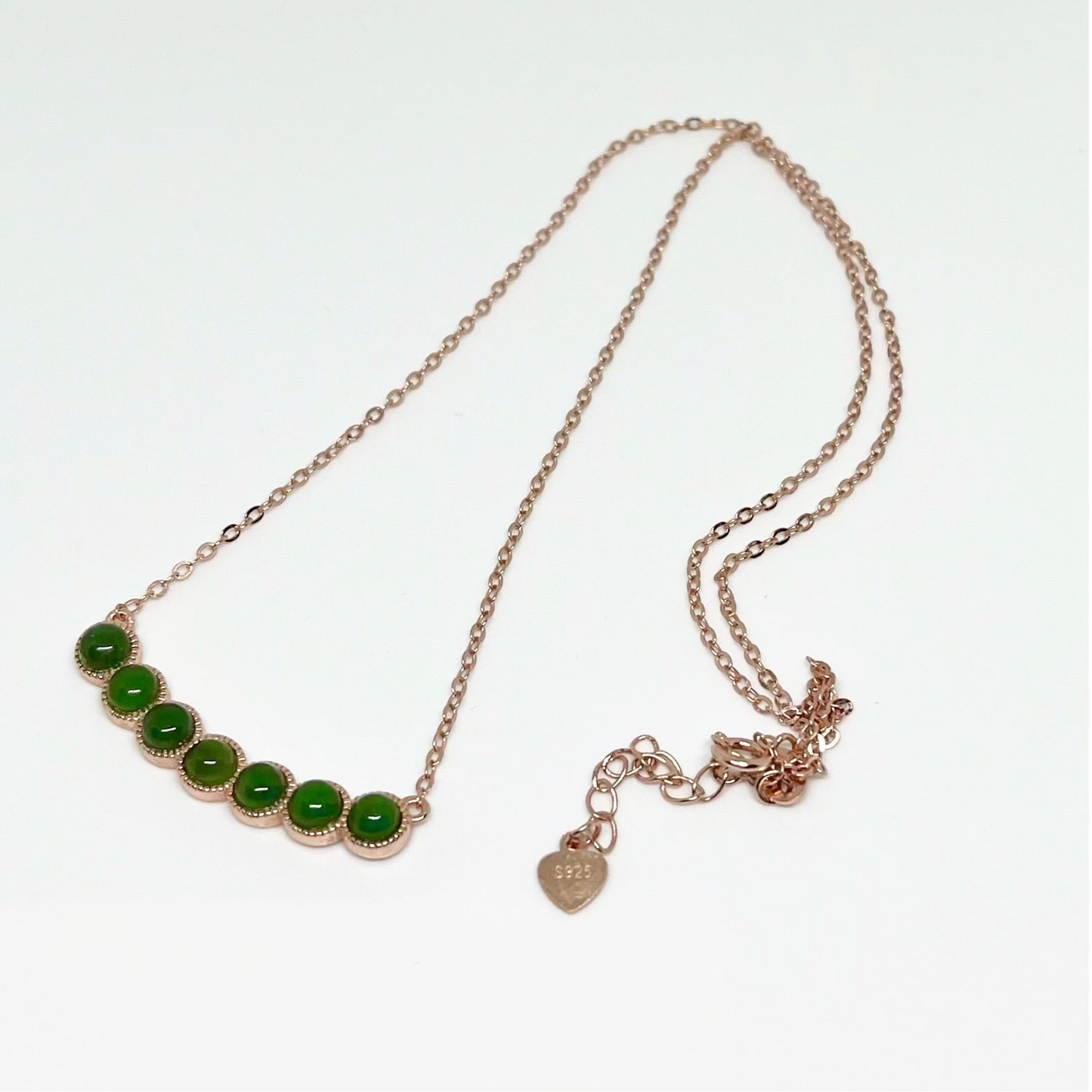 Certified Rose Gold plated on sterling silver genuine Sibebian Nephrite Jade necklace