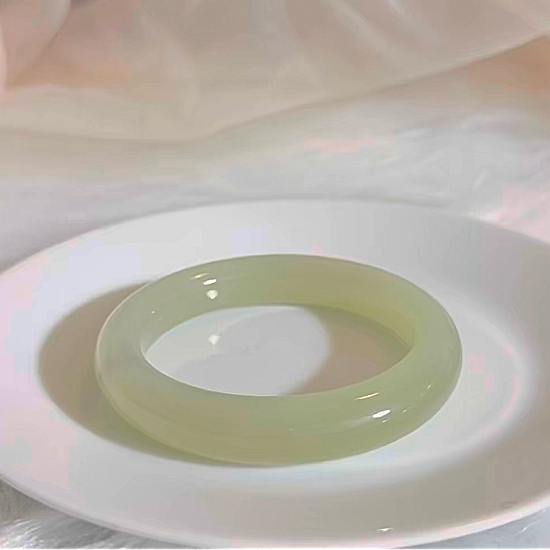Certified water green genuine Hetian jade nephrite jade bracelet bangle - inner diameter 55.5mm