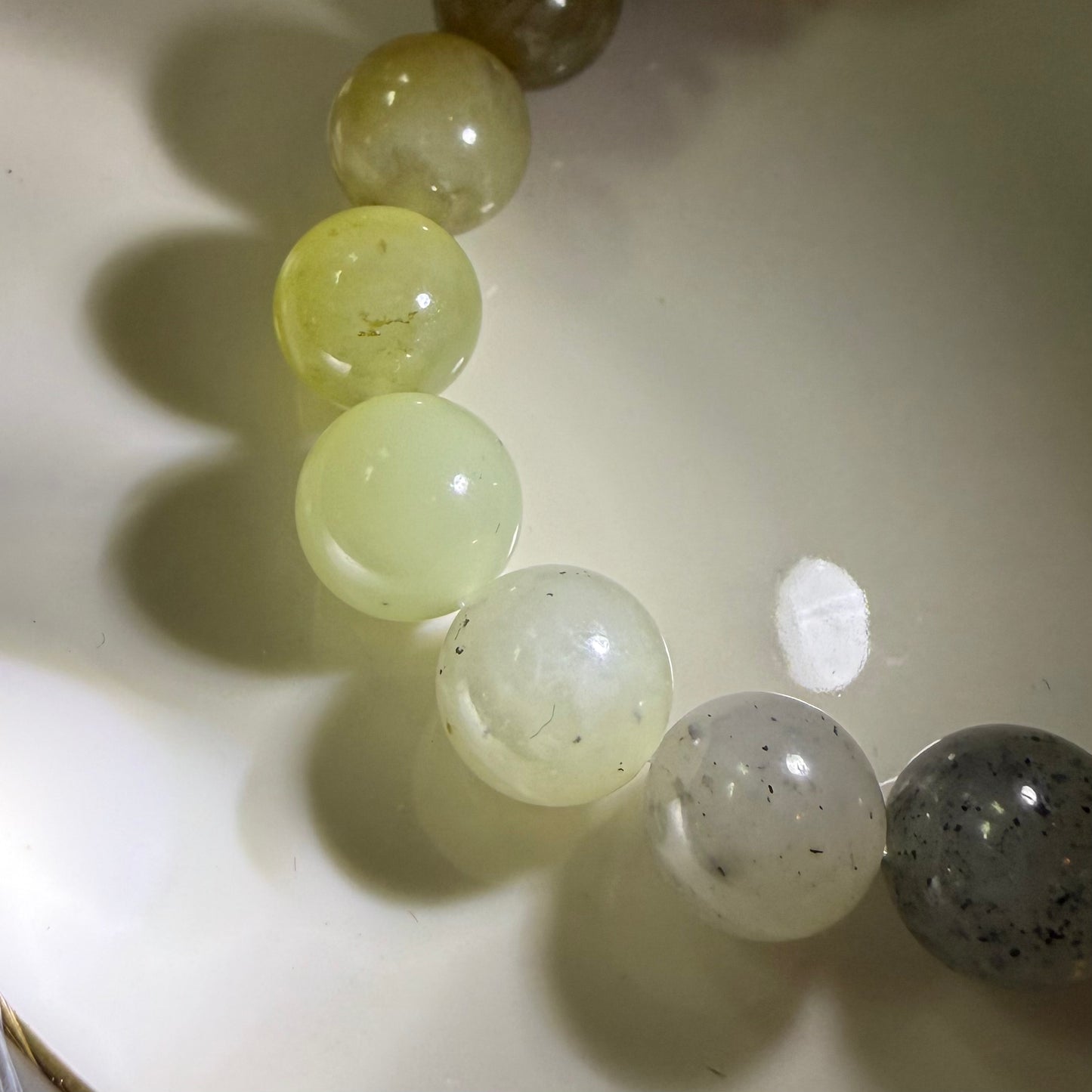 Genuine nephrite / Hetian Jade brown white black gradient Bracelet - 10mm beads 6.5 inches length