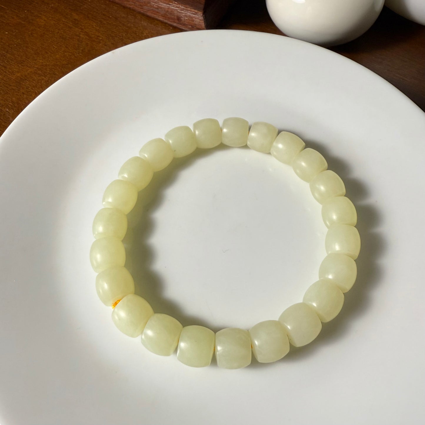 Certified genuine yellow Hetian jade nephrite jade Bracelet -10 mm beads 7.5 inch length