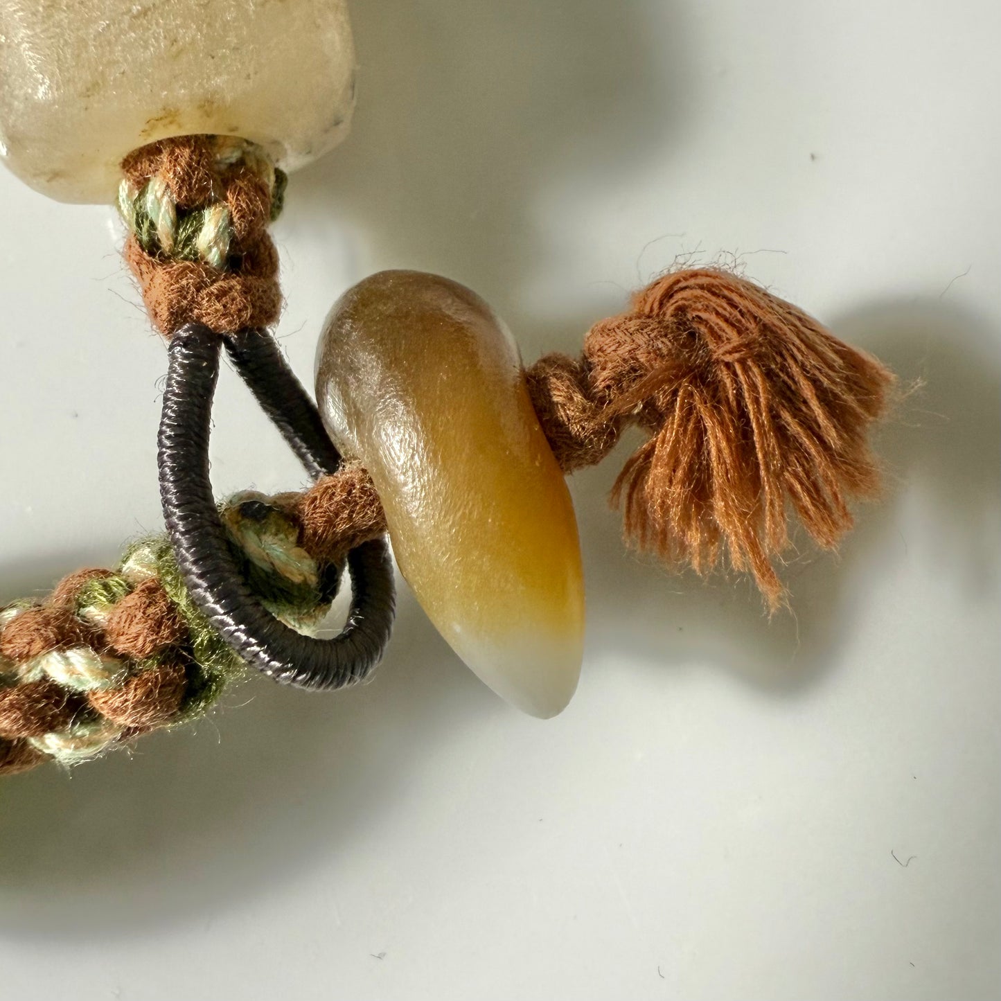 Certified Multi-color genuine Hetian Jade nephrite jade 6inches Bracelet - large beads - bold and imposing