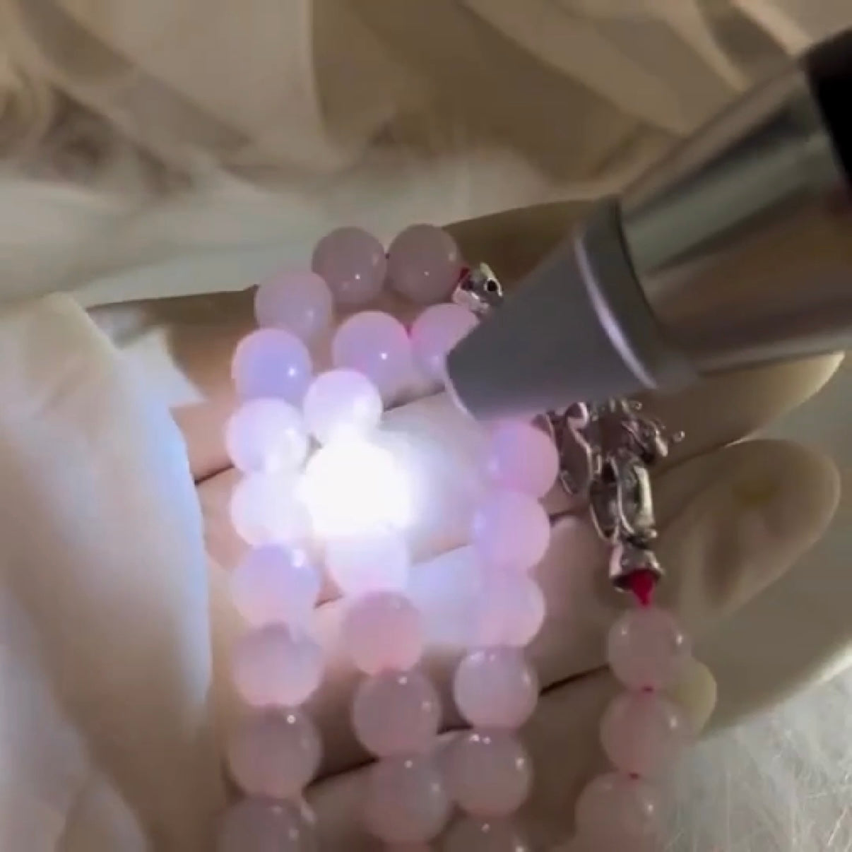 Certified genuine pink Hetian jade Nephrite Jade necklace 34 inches - 108 8mm beads