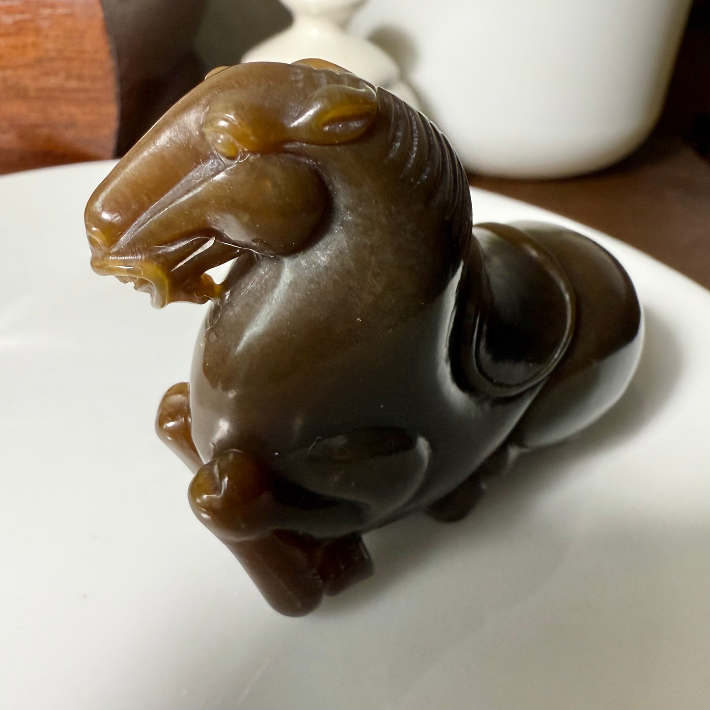 Certified genuine brown sugar Hetian jade Nephrite Jade pendant hand carved horse