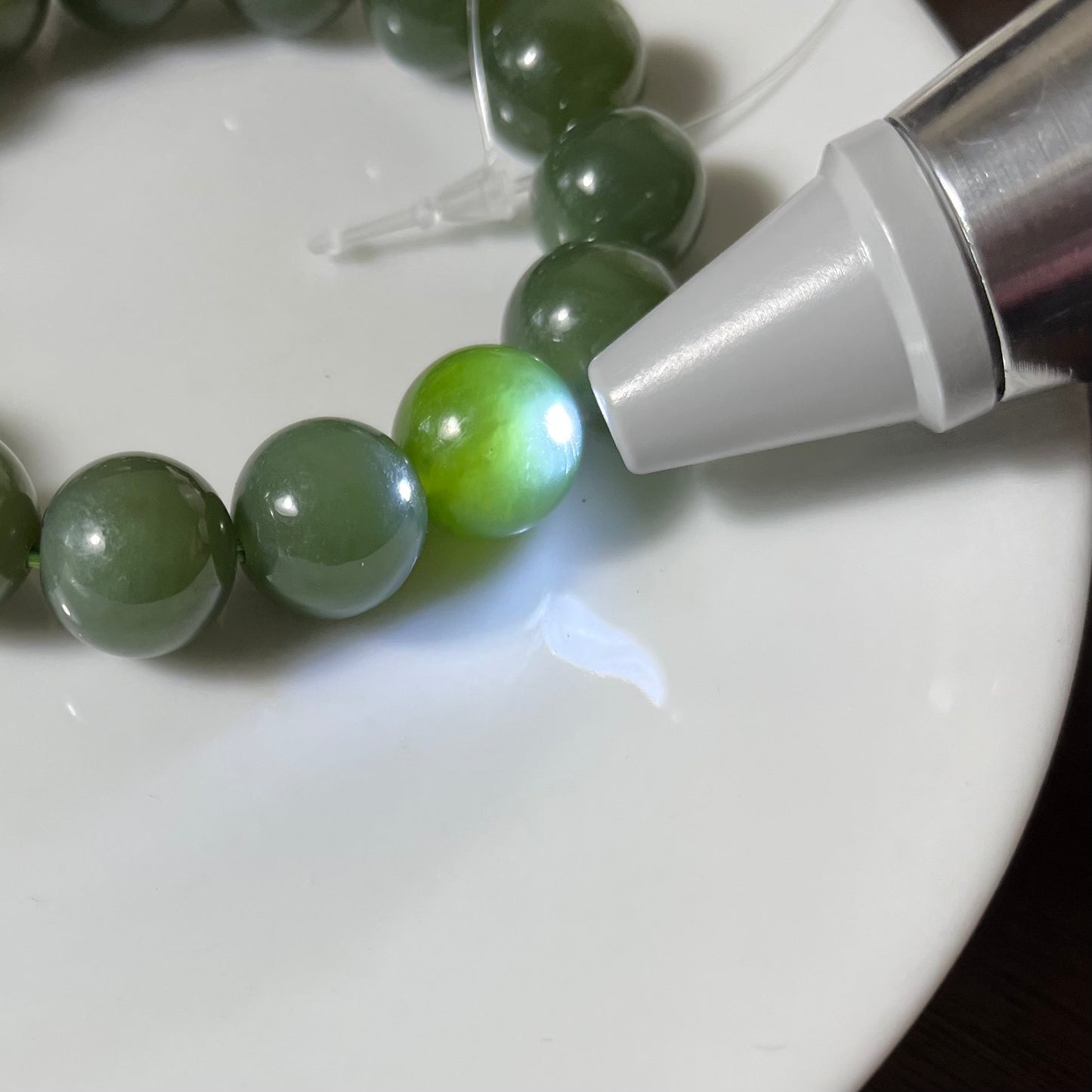 Genuine Dark Green Siberian Nephrite Jade Bracelet - 12mm beads 6 inch length