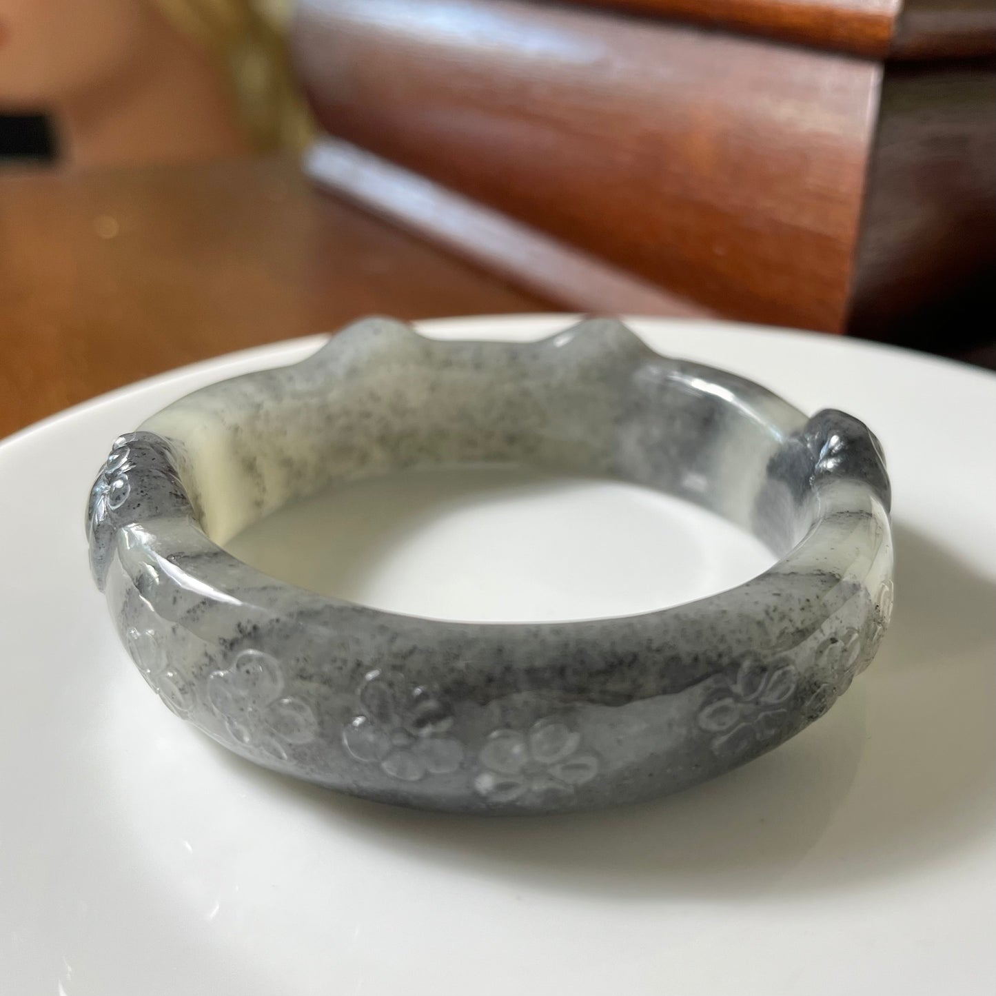 Certified Genuine Qinghua Hetian Jade nephrite jade kitty Bracelet bangle - 60mm inner diameter