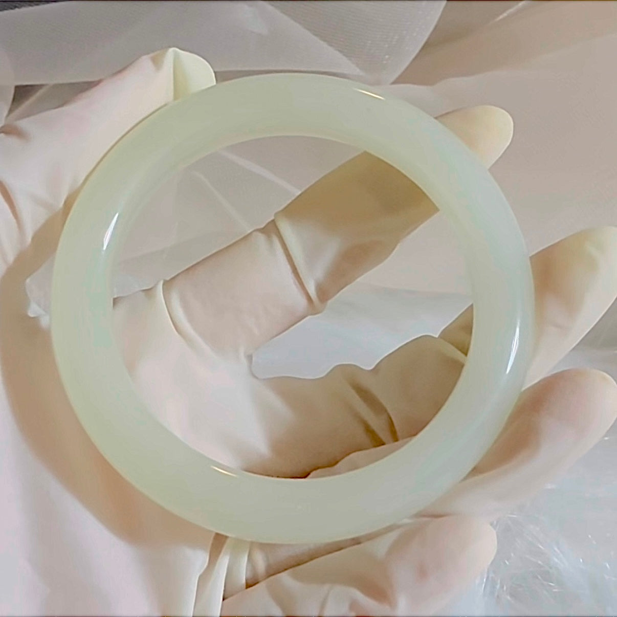 Certified premium white genuine nephrite jade Hetian jade bracelet bangle - inner diameter 56mm