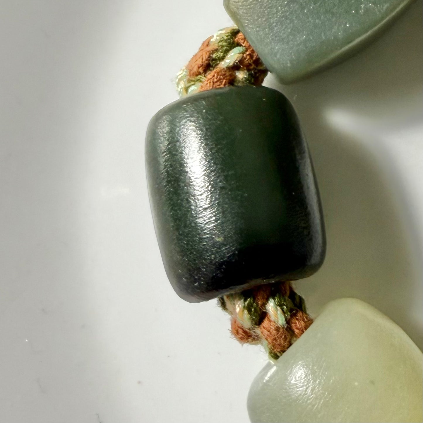 Certified Multi-color genuine Hetian Jade nephrite jade 6inches Bracelet - large beads - bold and imposing