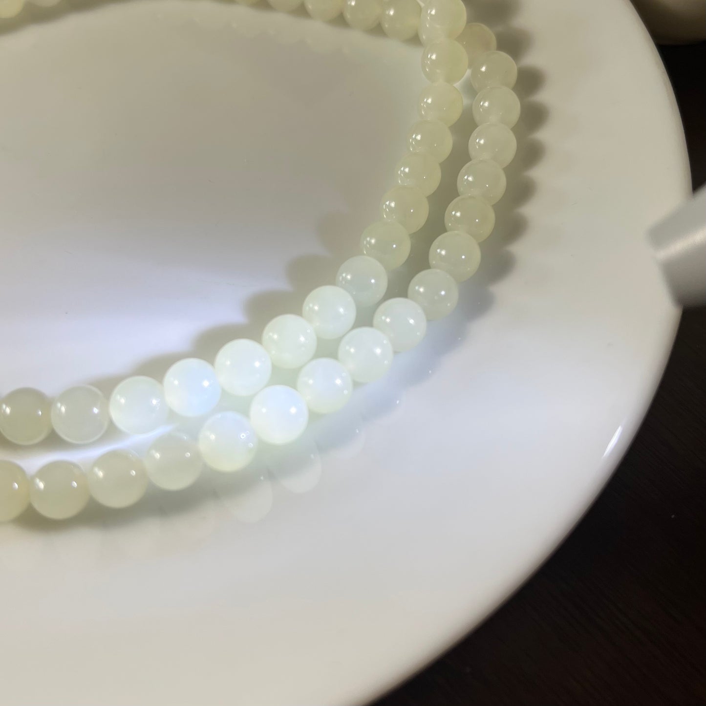 Genuine White Hetian Jade Nephrite Jade Necklace 6mm beads 23 inches