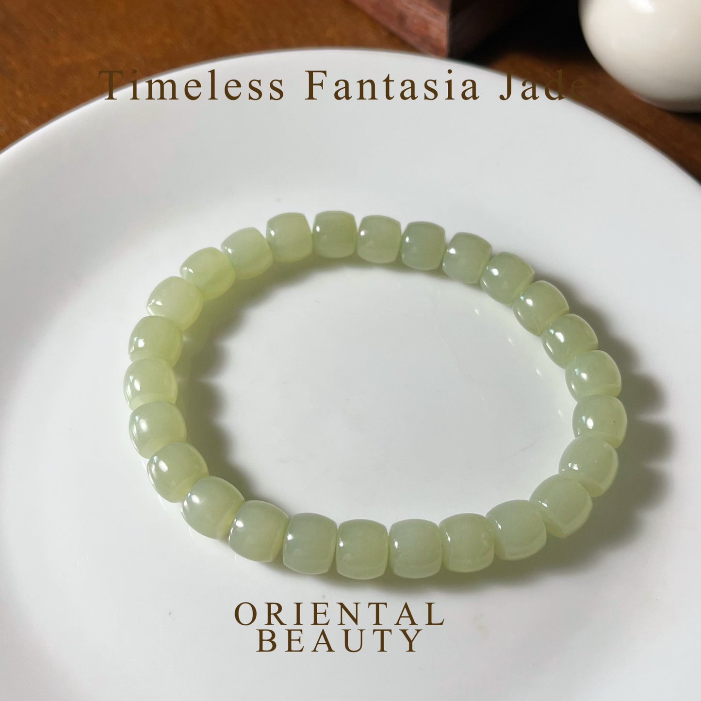 Certified genuine green Hetian jade nephrite jade Bracelet - 8mm beads 6.75 inches