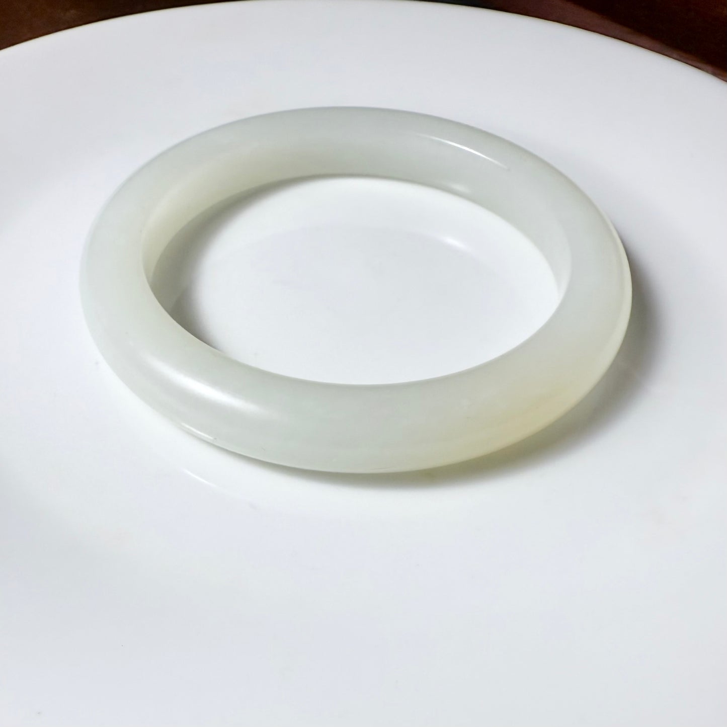 Certified one bite candy white Hetian jade nephrite jade bracelet bangle - inner diameter 53mm