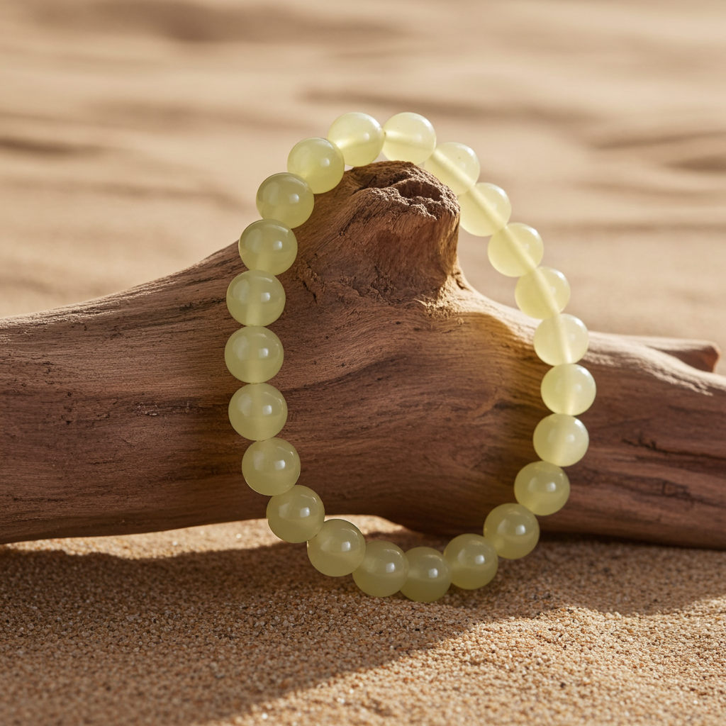 Certified genuine Premium cream yellow nephrite / Hetian Jade Bracelet With 10mm beads 6.5 inches