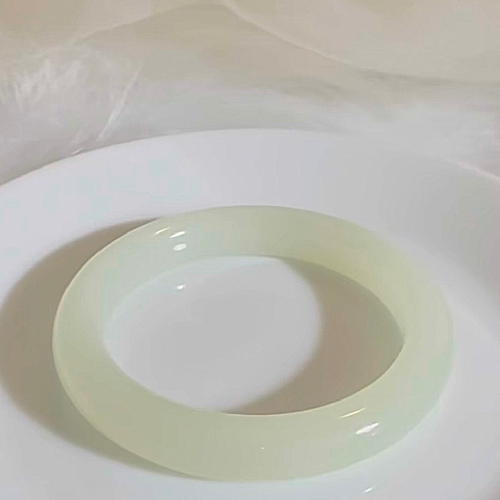 Certified premium white genuine nephrite jade Hetian jade bracelet bangle - inner diameter 56mm