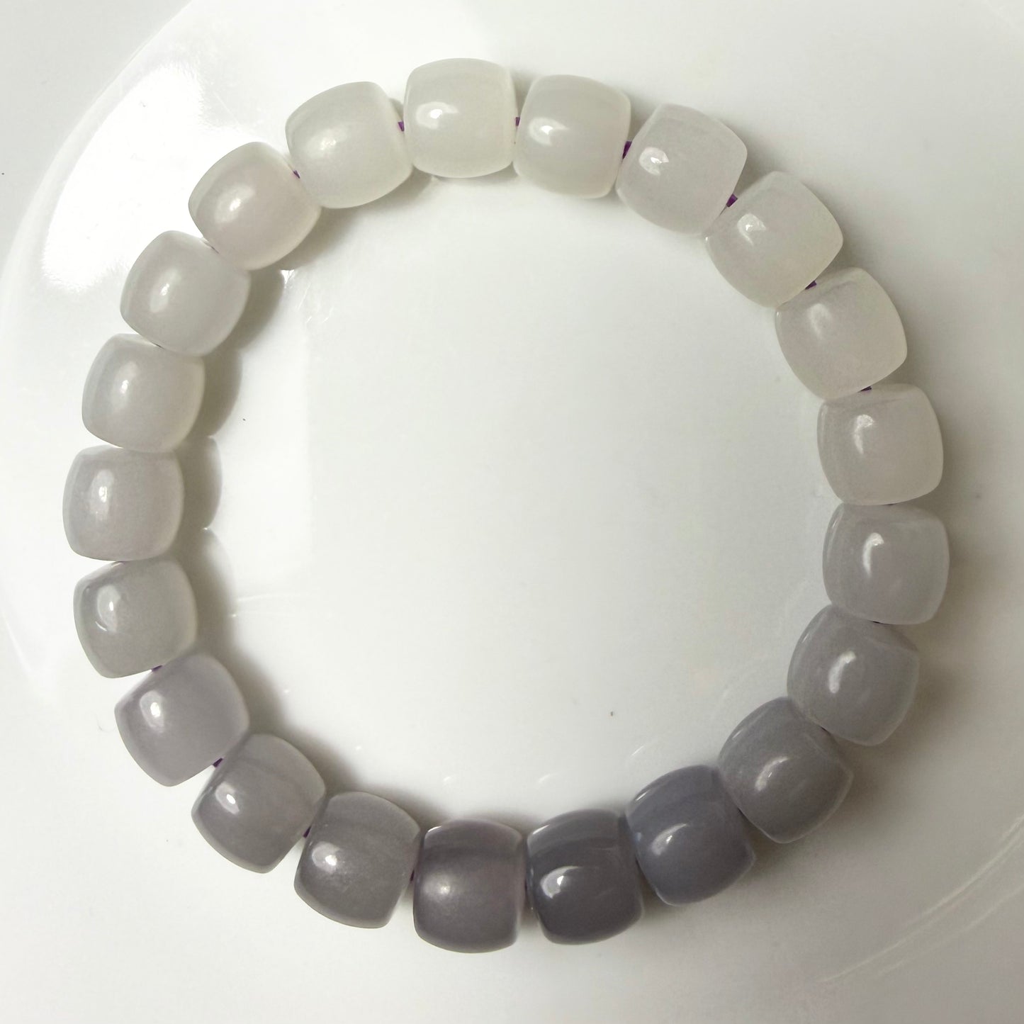 Certified genuine purple violet Hetian jade nephrite jade Bracelet - gradient -10mm beads 6.5 inch length