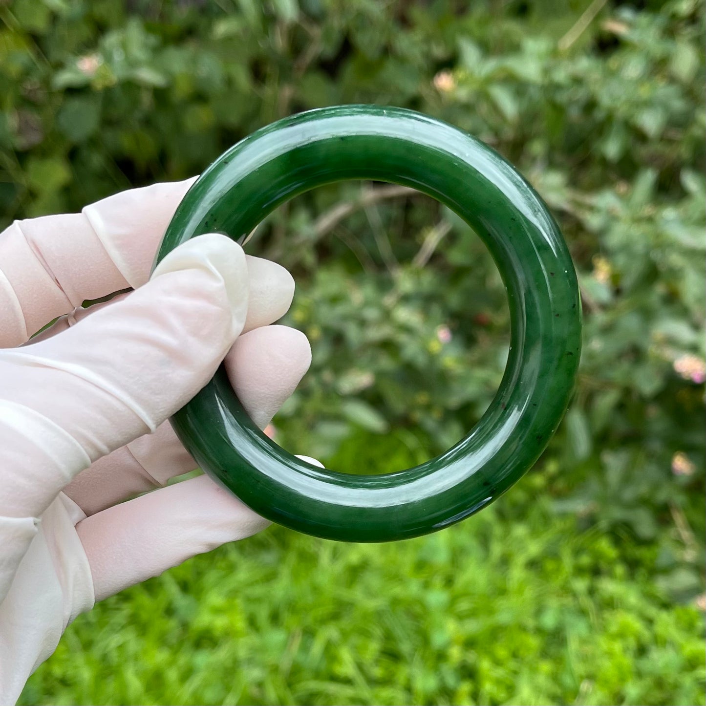 Certified Genuine Siberian spinach green premium nephrite jade bracelet bangle - inner diameter 54mm