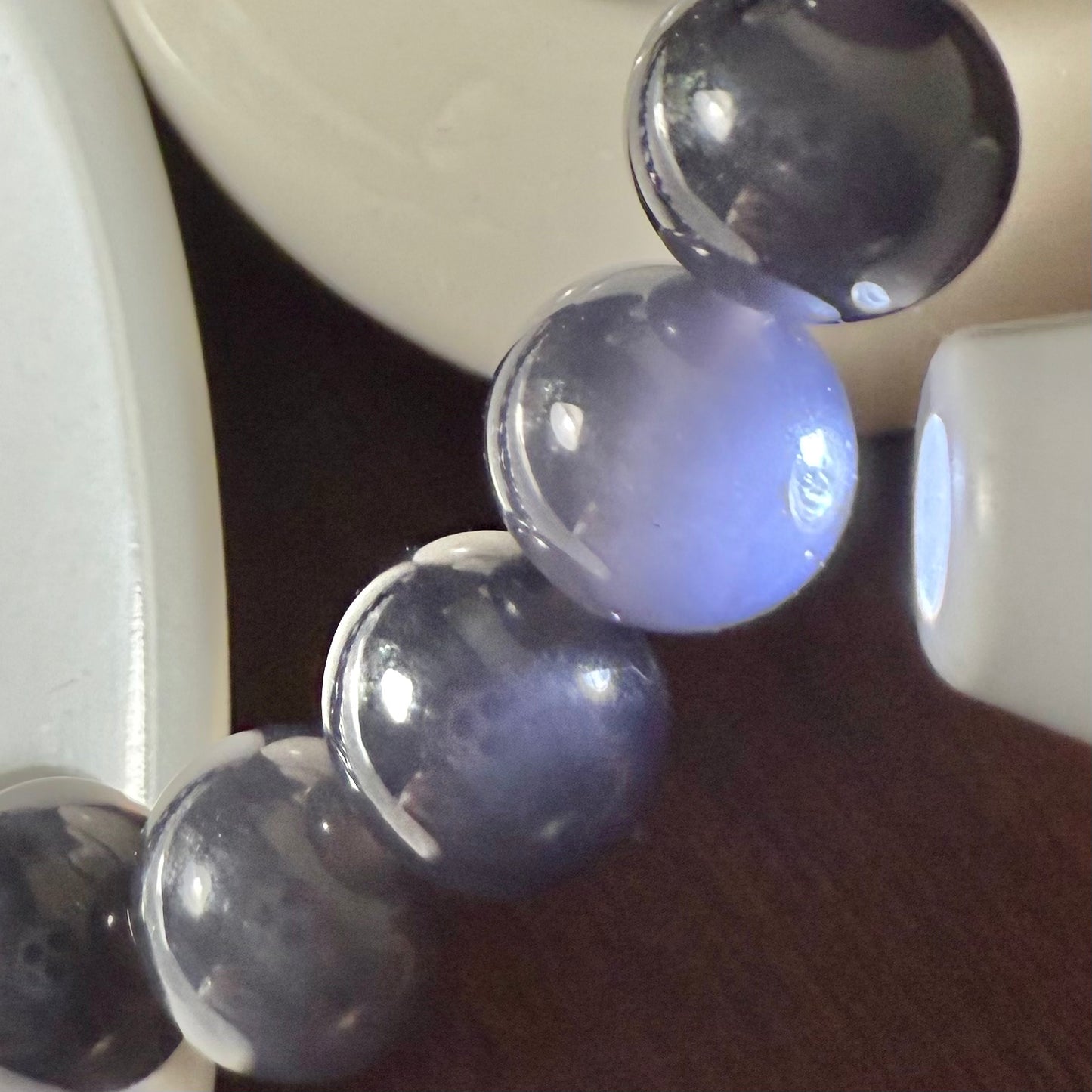 Certified Premium Imperial Purple Hetian jade nephrite jade Bracelet - 8mm beads 6 inches