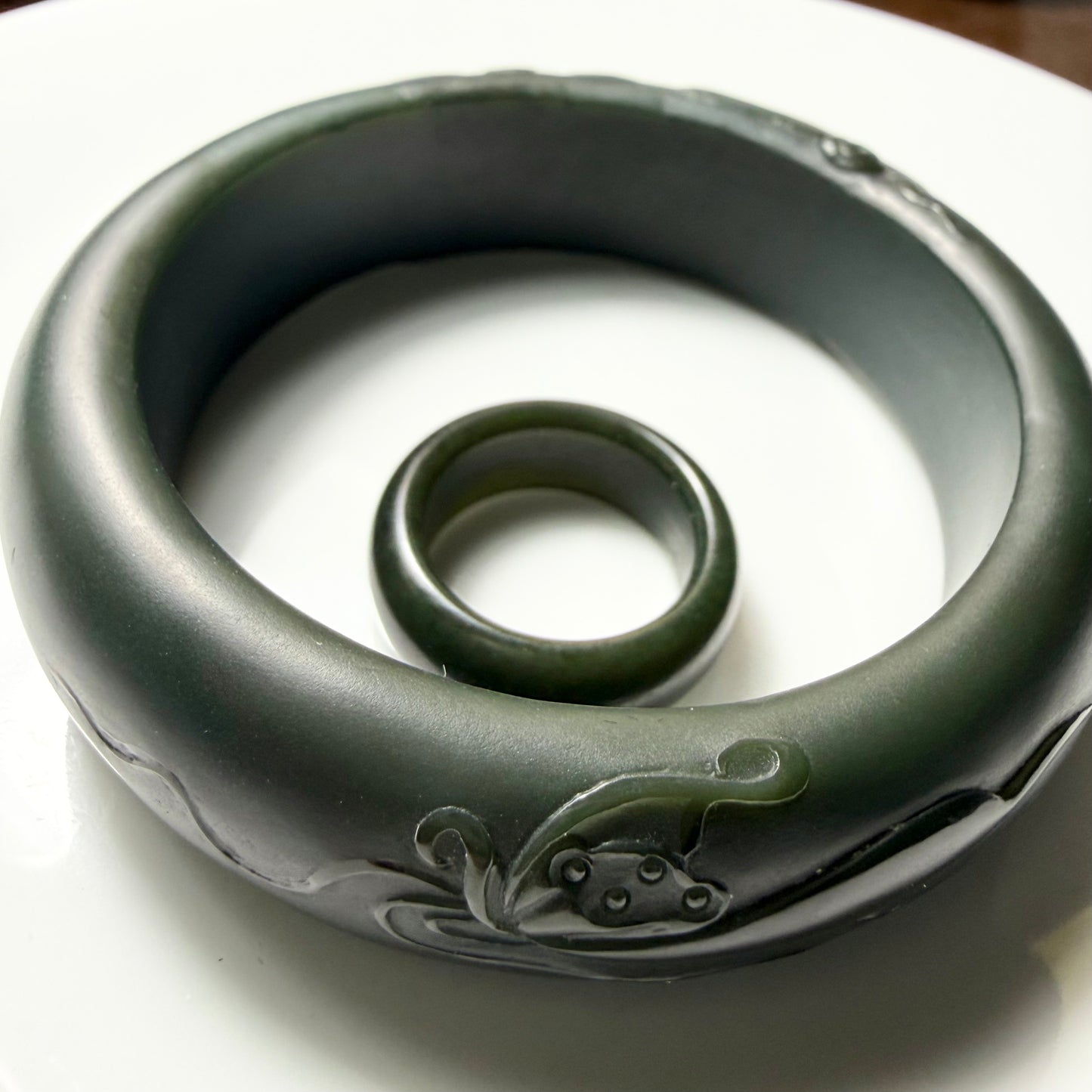 Certified Genuine Hetian Jade nephrite jade Bracelet Deep Green bangle - 56mm inner diameter