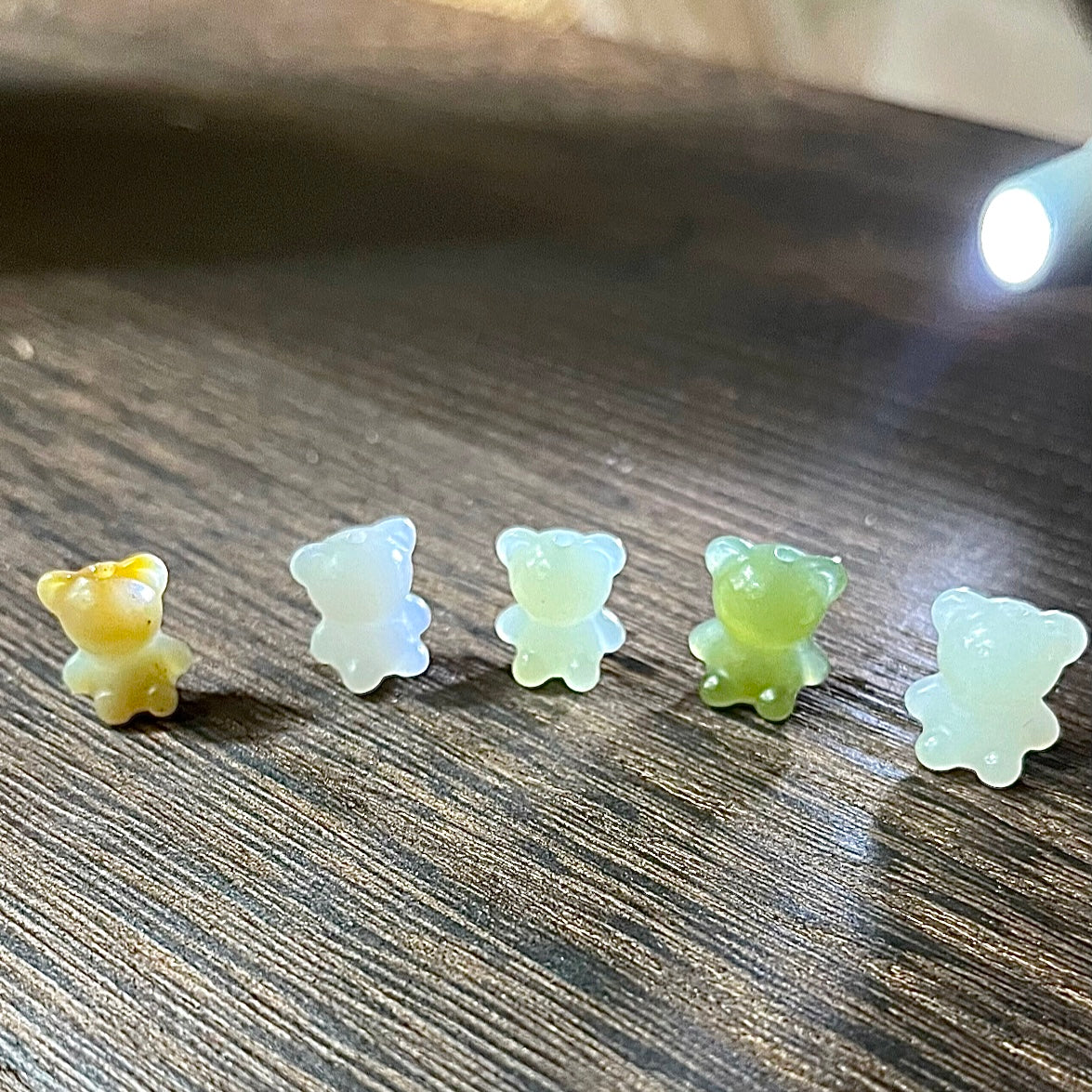 Genuine Hetian jade carved Teddy Bear Chinese knot bracelet with adjustable length /sugar brown/ violet/ green / white