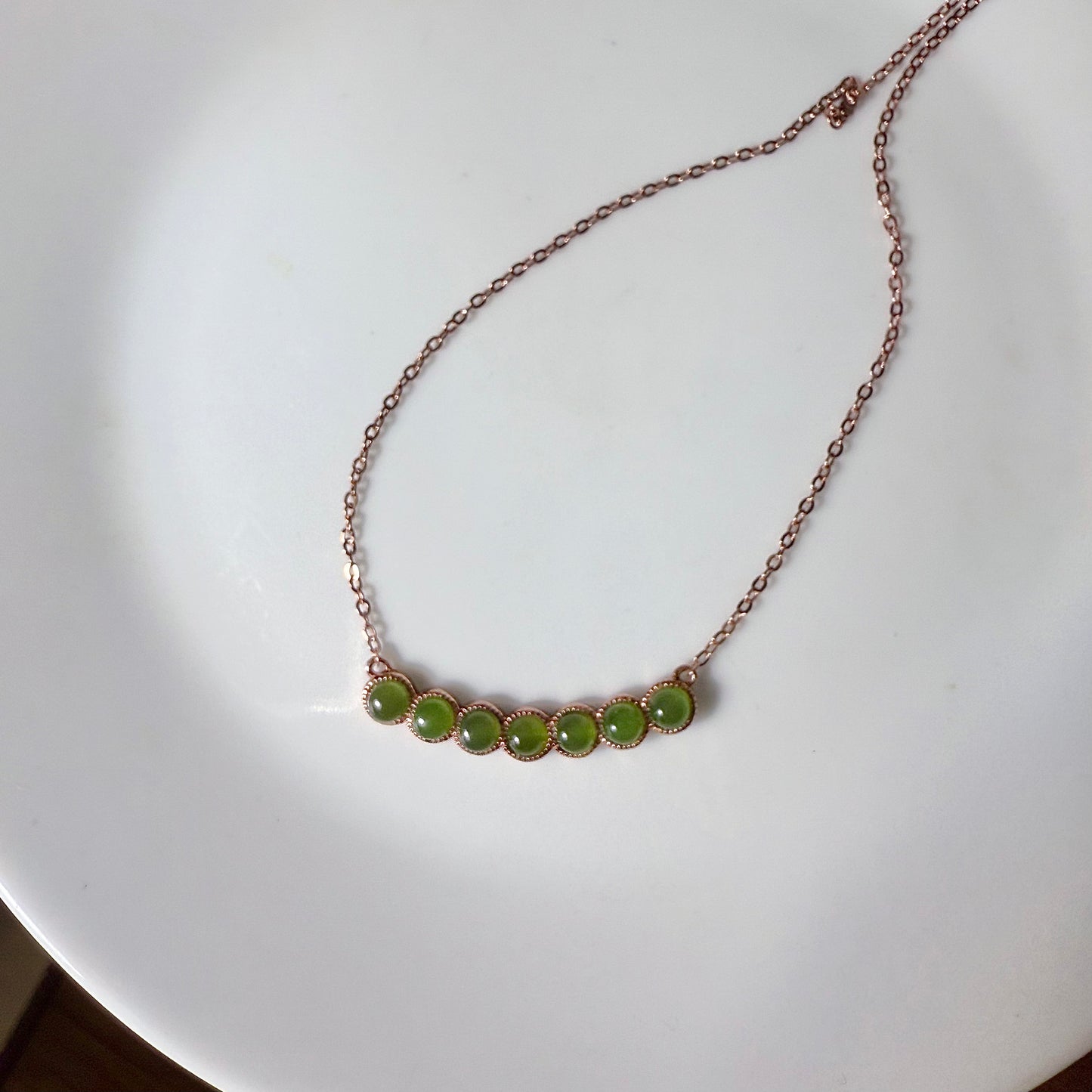 Certified Rose Gold plated on sterling silver genuine Sibebian Nephrite Jade necklace