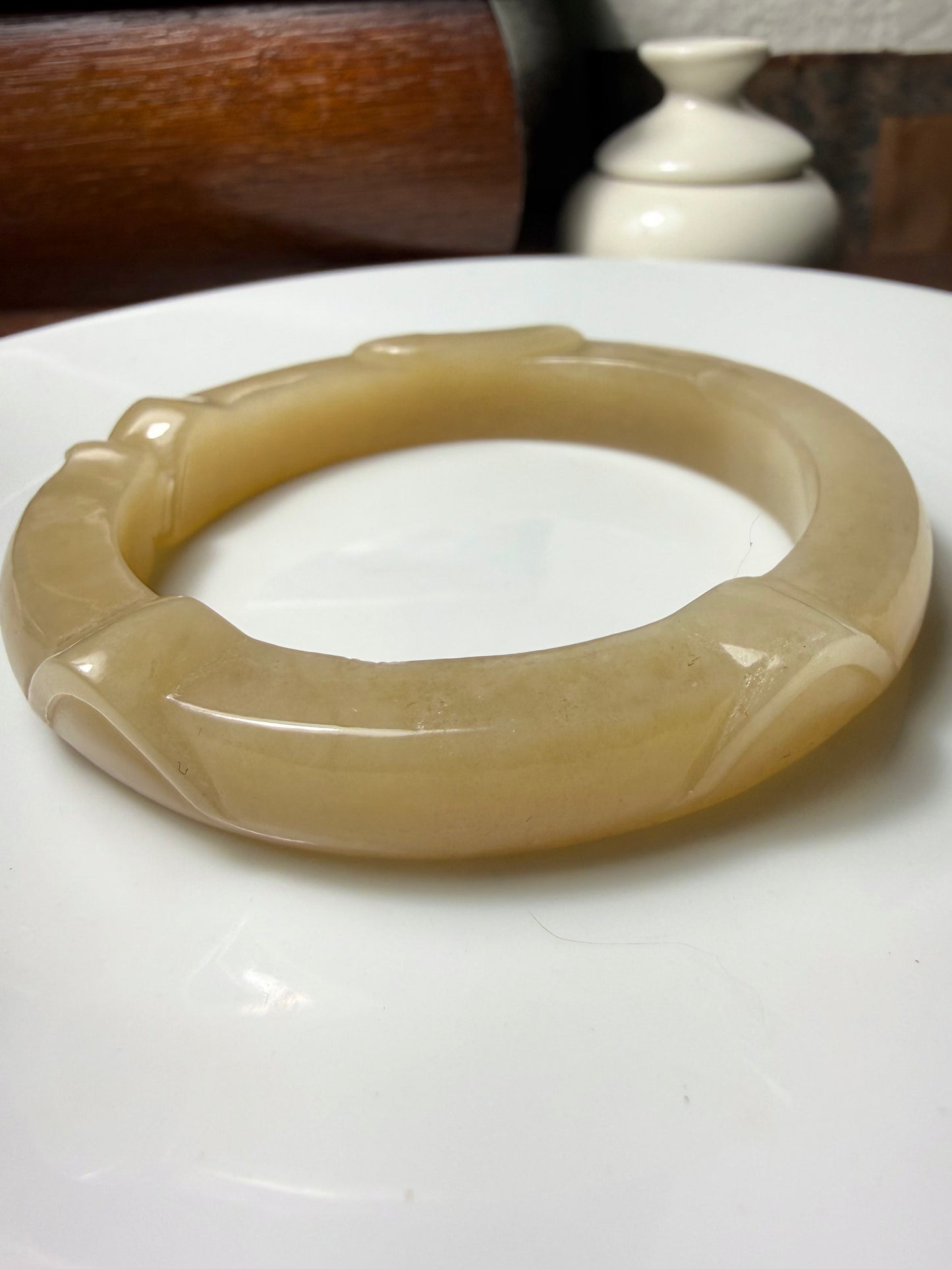 Certified Sugar brown Hetian Jade nephrite jade Bracelet Carved Cat bangle - 56mm inner diameter