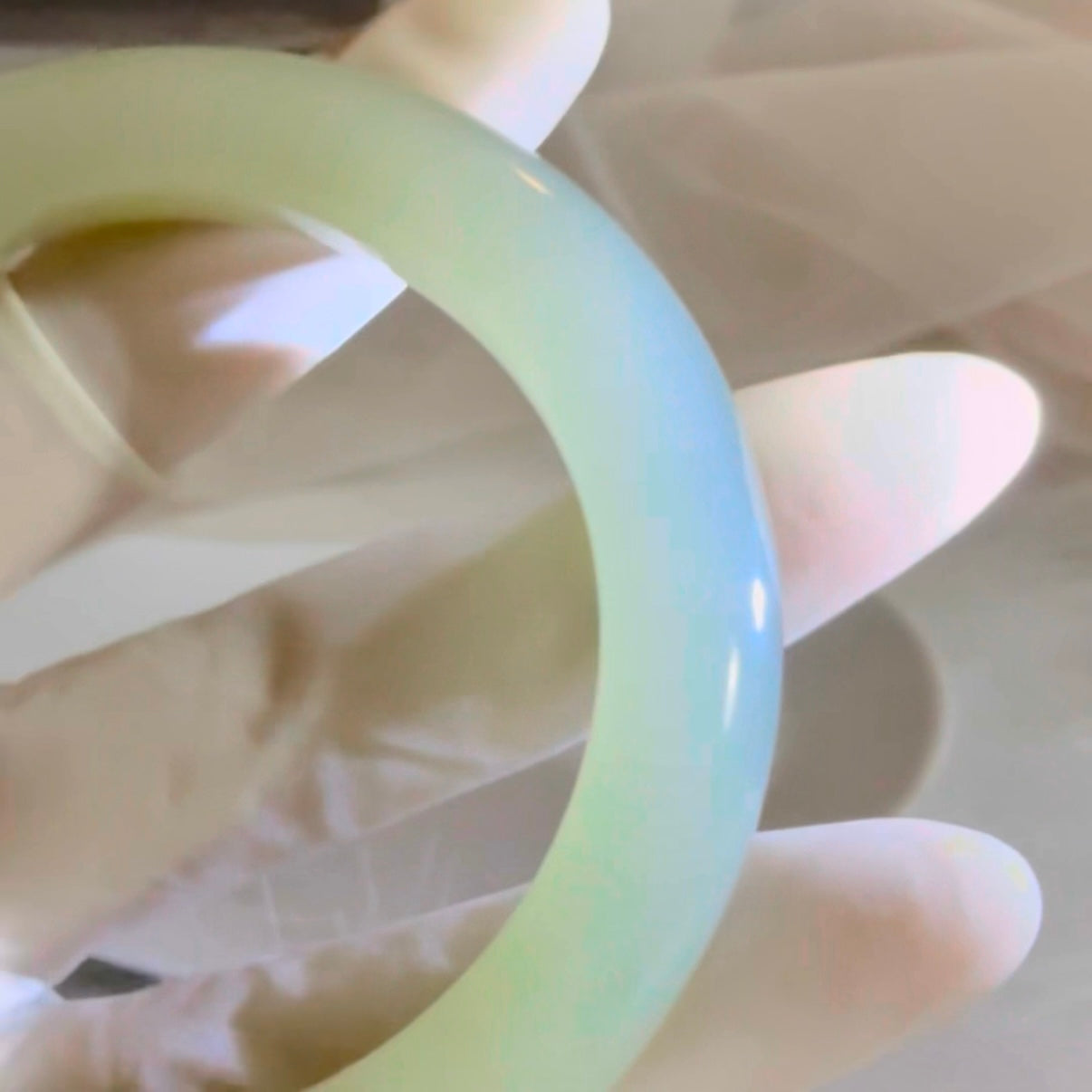 Certified water green genuine Hetian jade nephrite jade bracelet bangle - inner diameter 55.5mm