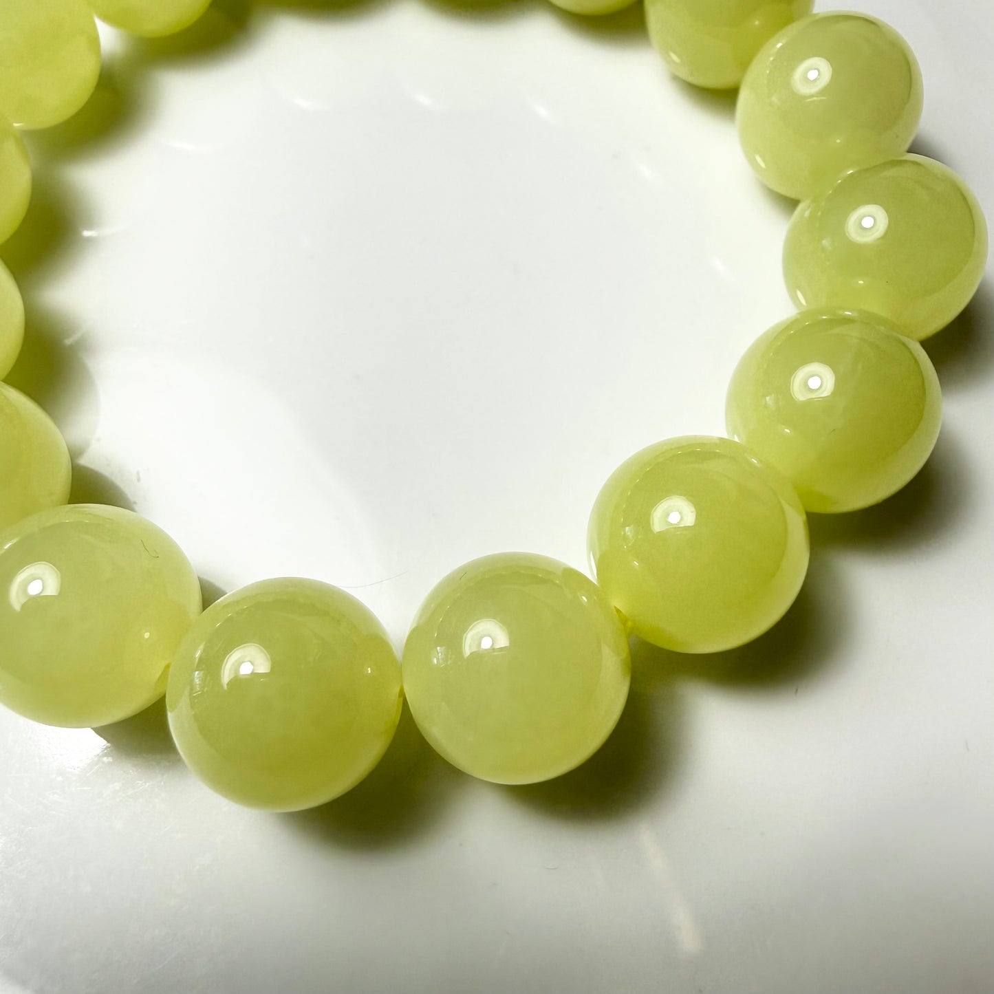Certified genuine Premium yellow nephrite / Hetian Jade Bracelet With 12mm beads 6.5 inches