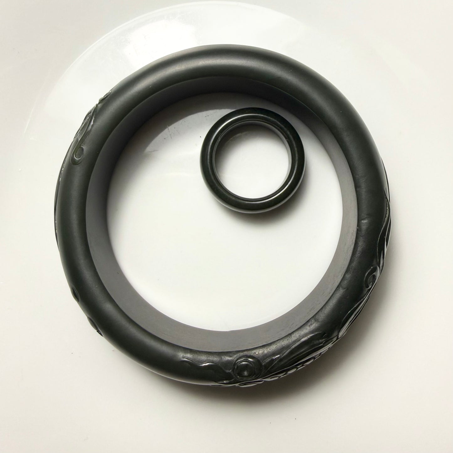Certified Genuine Hetian Jade nephrite jade Bracelet Deep Green bangle - 56mm inner diameter