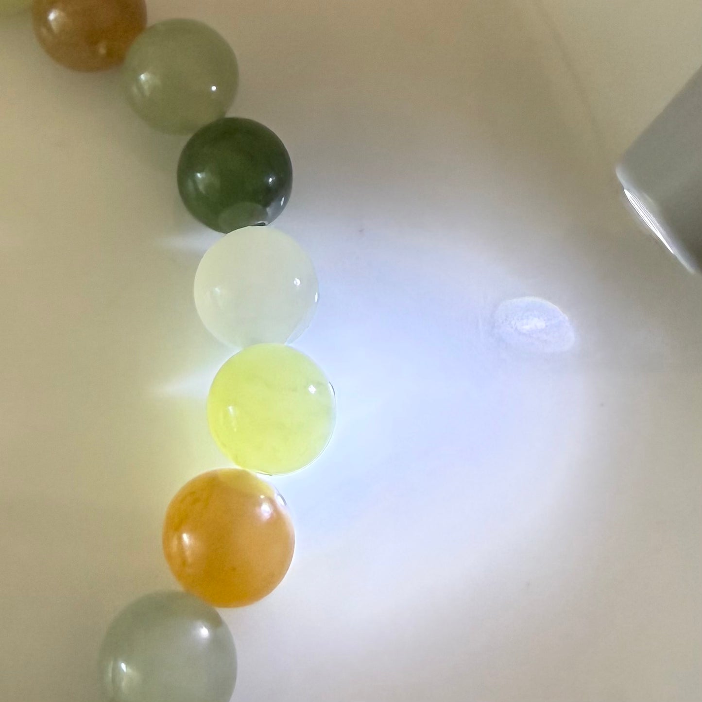 Certified multi color genuine Hetian Jade nephrite jade Bracelet - 7mm beads 6 inches length
