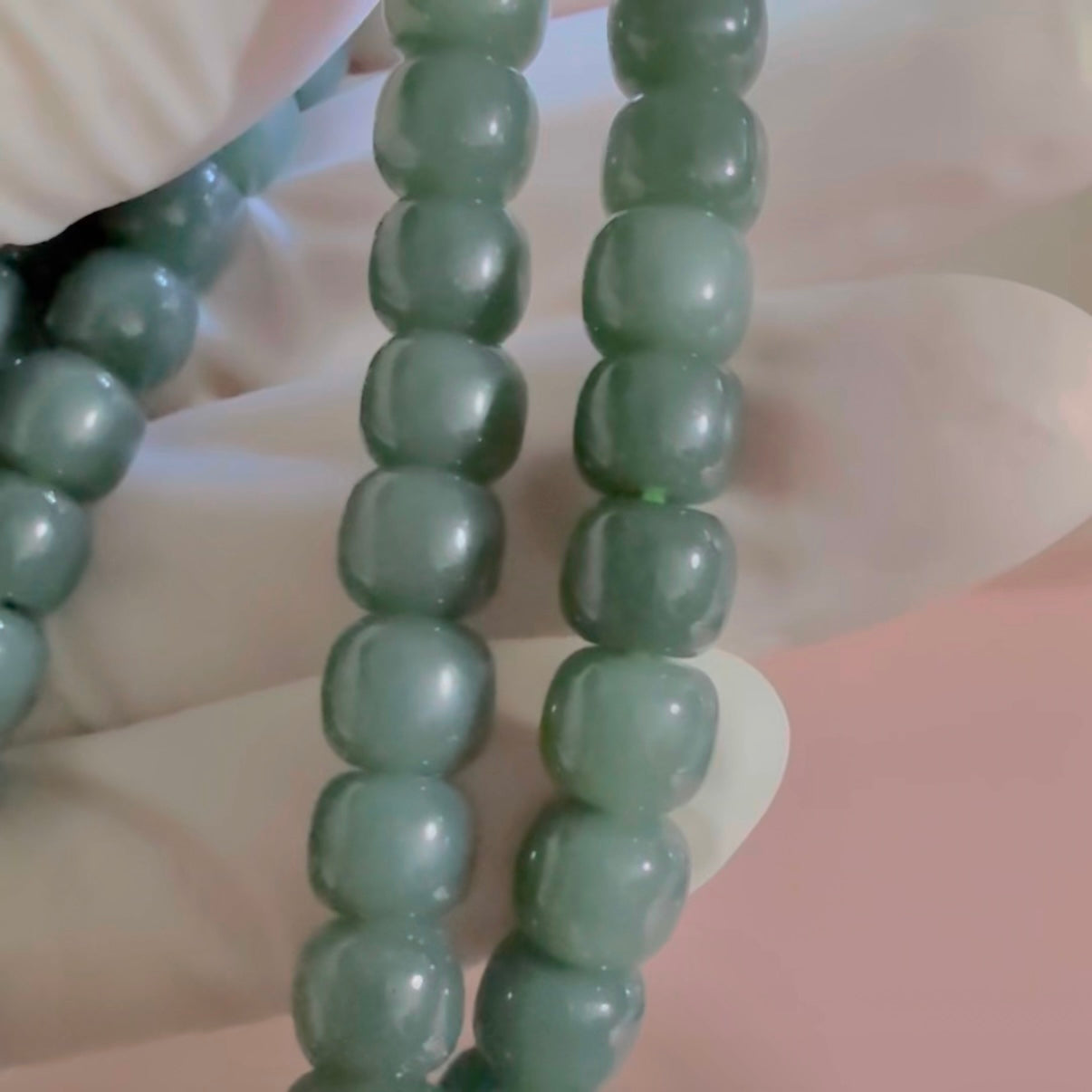 Top tier quality Certified 28 inches Premium genuine Siberian nephrite Necklace Porcelain-Blue  6.6 mm 108 barrel Beads