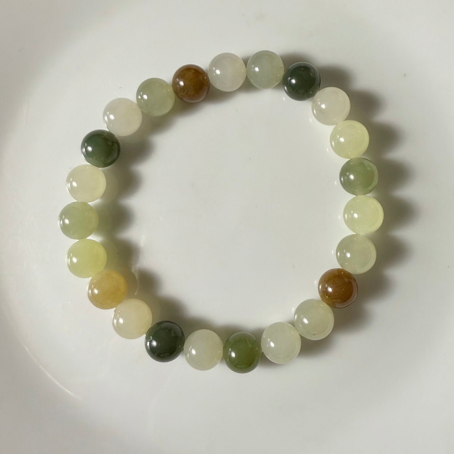 Certified genuine multiple color Hetian jade nephrite jade Bracelet - 8mm beads 6 inch length