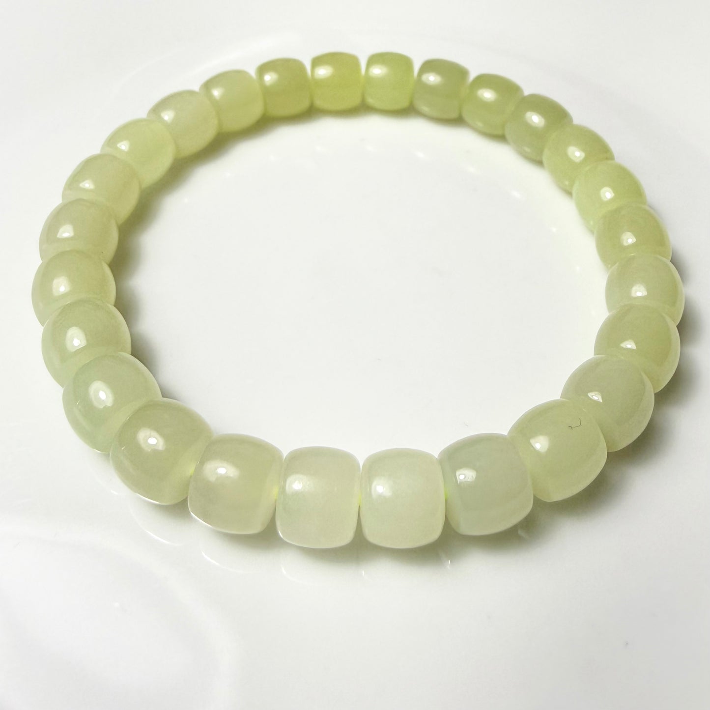 Certified genuine yellow gradient Hetian jade nephrite jade Bracelet -8mm beads 6.5 inch length