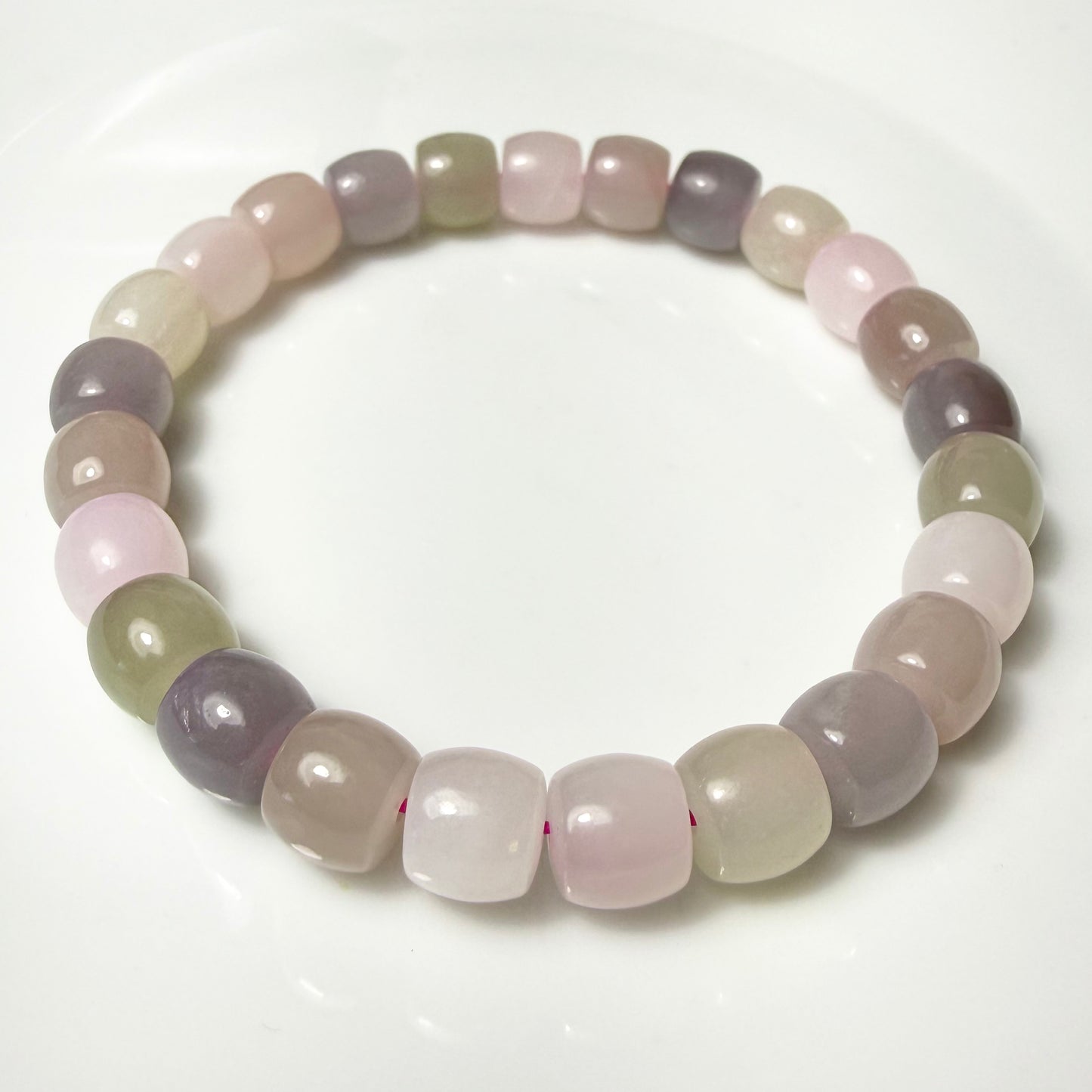Certified macaron multi color genuine Hetian Jade nephrite jade Bracelet - 8mm beads 6 inches length