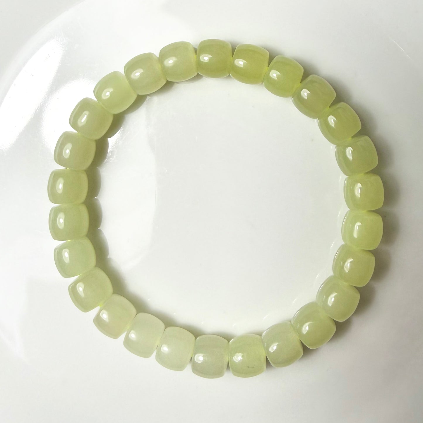 Certified genuine yellow gradient Hetian jade nephrite jade Bracelet -8mm beads 6.5 inch length