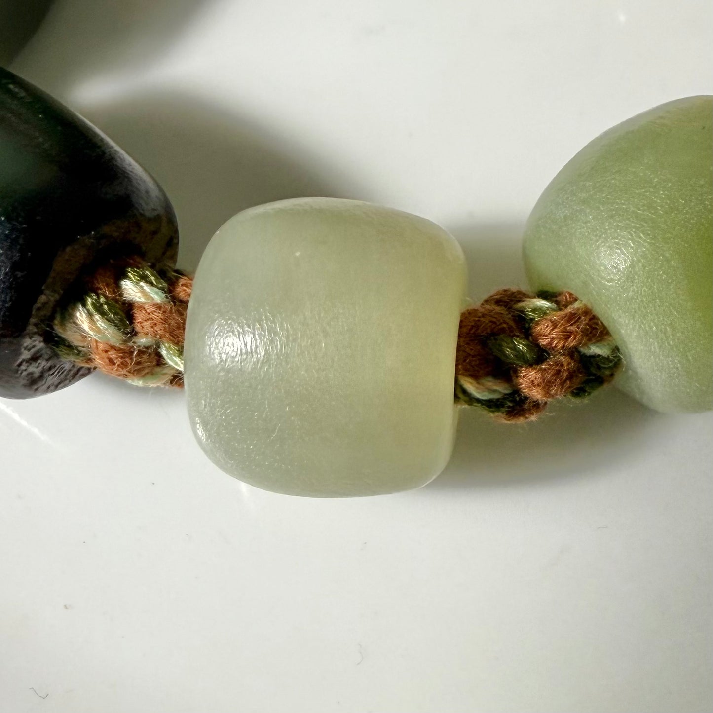 Certified Multi-color genuine Hetian Jade nephrite jade 6inches Bracelet - large beads - bold and imposing