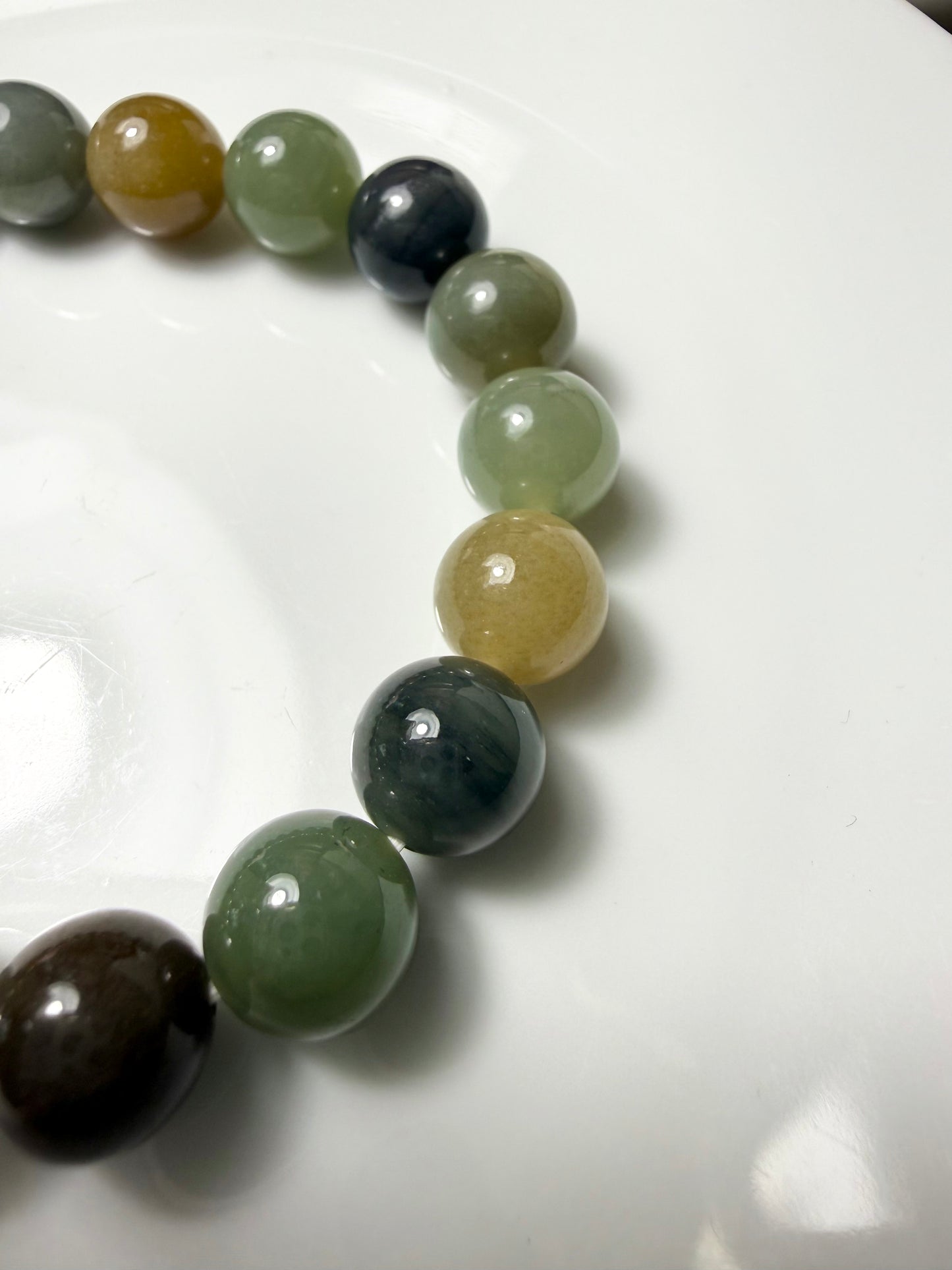 Certified genuine multiple color Hetian jade nephrite jade Bracelet - 10mm beads 6.5 inch length - Loulan color