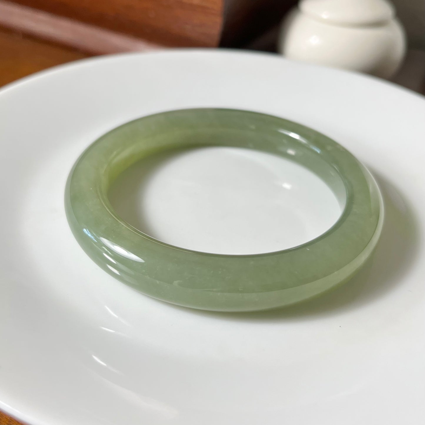 Certified Genuine water Green Hetian Jade nephrite jade Bracelet bangle - 55mm inner diameter