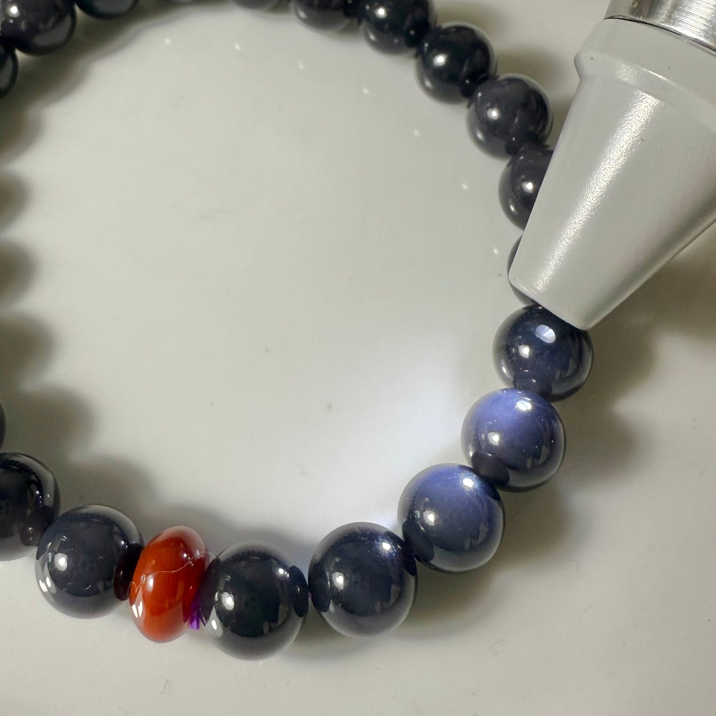 Certified Premium Imperial Purple Hetian jade nephrite jade Bracelet - 8mm beads 6 inches