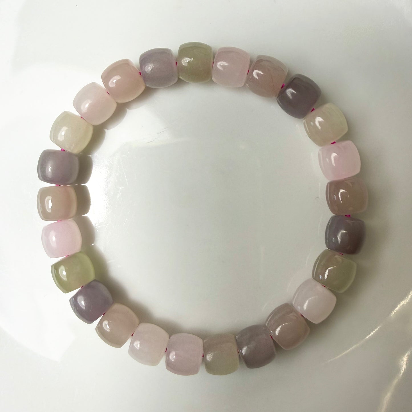 Certified macaron multi color genuine Hetian Jade nephrite jade Bracelet - 8mm beads 6 inches length