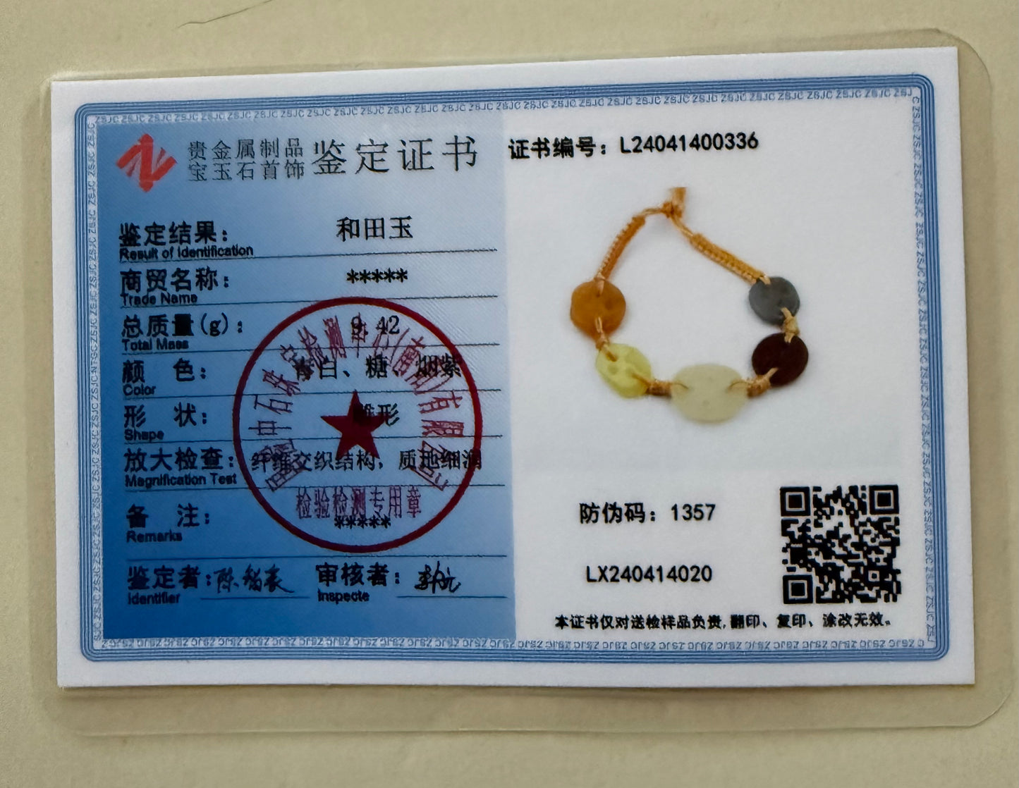 certified Multi-color genuine Nephrite/ Hetian Jade Bracelet carved lotus root with Adjustable Length