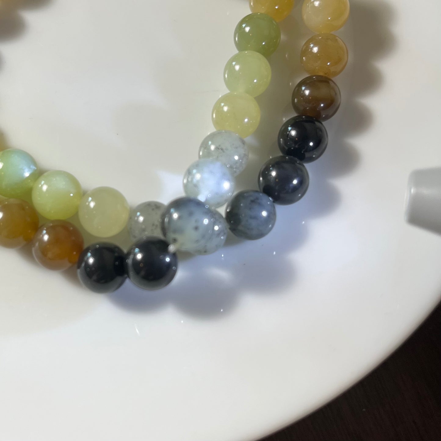 Certified Genuine Loulan multi-color Hetian Jade Nephrite Jade Necklace 8mm barrel beads 18inches