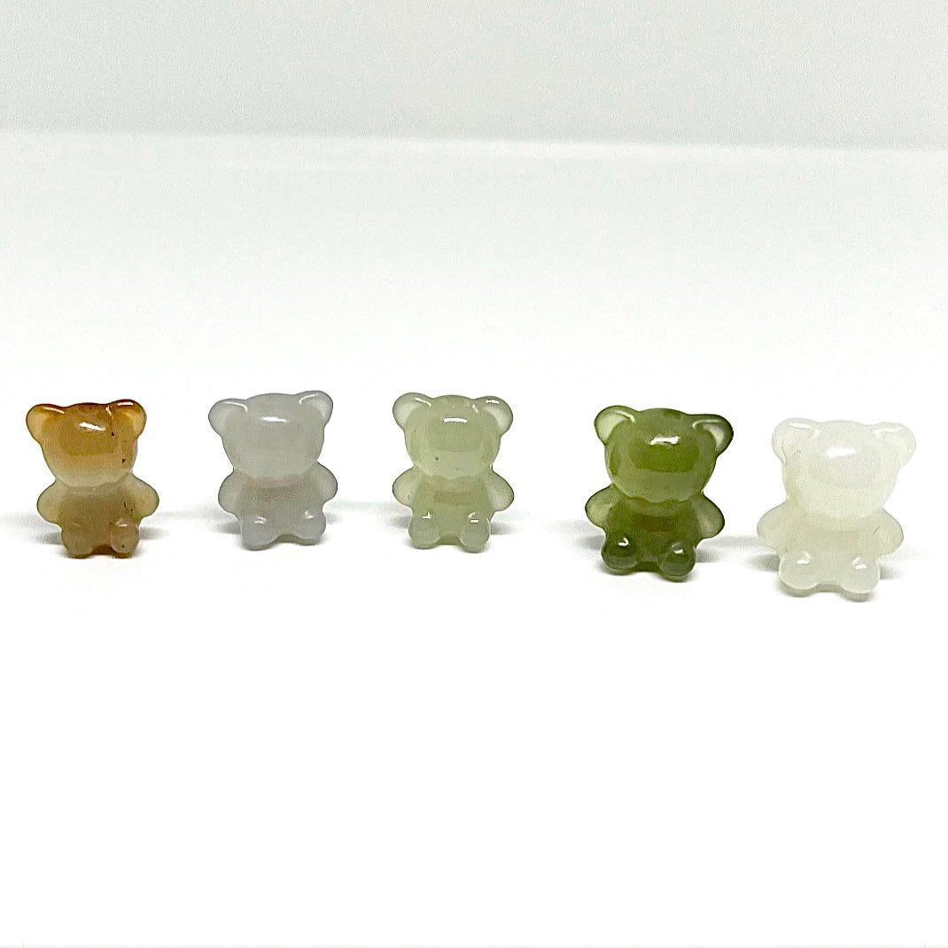 Genuine Hetian jade carved Teddy Bear Chinese knot bracelet with adjustable length /sugar brown/ violet/ green / white