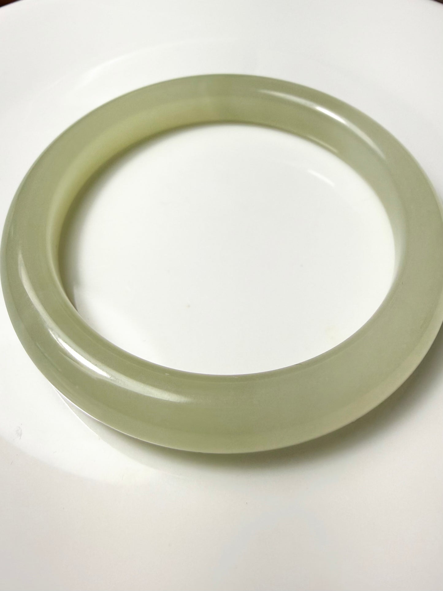 Certified water green genuine Hetian jade nephrite jade bracelet bangle - inner diameter 55.5mm