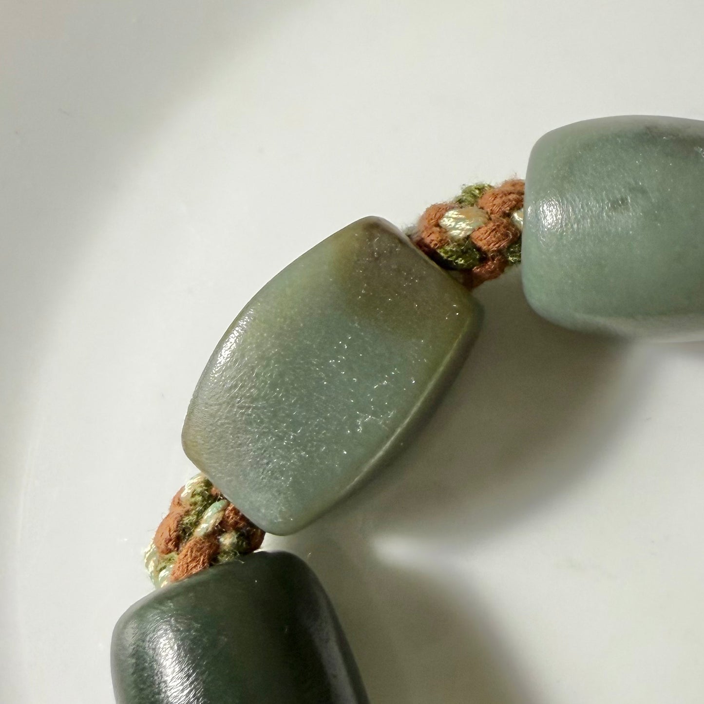 Certified Multi-color genuine Hetian Jade nephrite jade 6inches Bracelet - large beads - bold and imposing