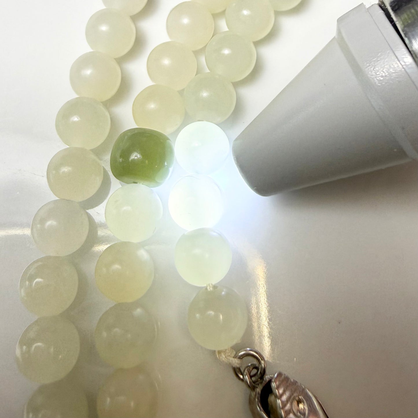 Certified Genuine White Hetian Jade Nephrite Jade Necklace 6mm barrel beads 14 inches Clavicle Necklace