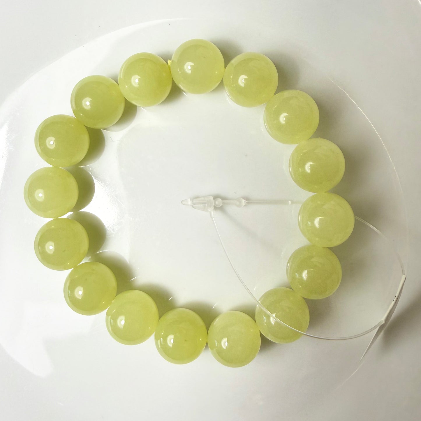 Certified genuine Premium yellow nephrite / Hetian Jade Bracelet With 12mm beads 6.5 inches