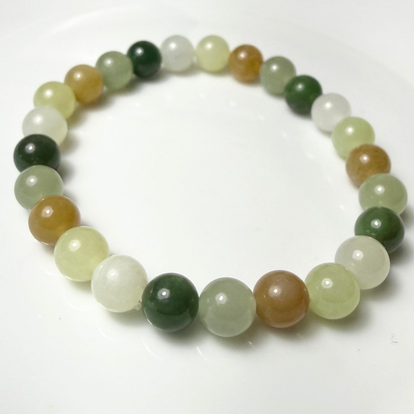 Certified multi color genuine Hetian Jade nephrite jade Bracelet - 7mm beads 6 inches length