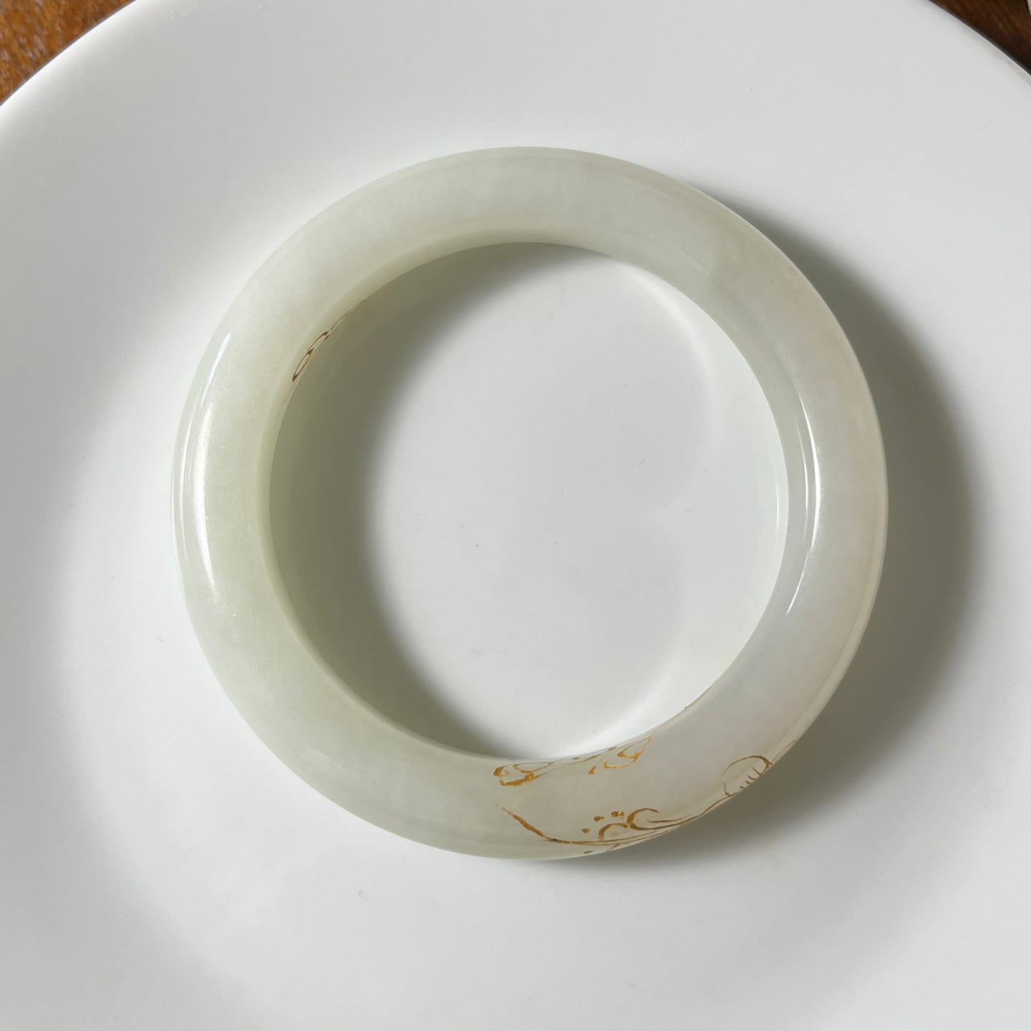 Genuine white Hetian Jade nephrite jade Bracelet bangle - 54mm inner diameter