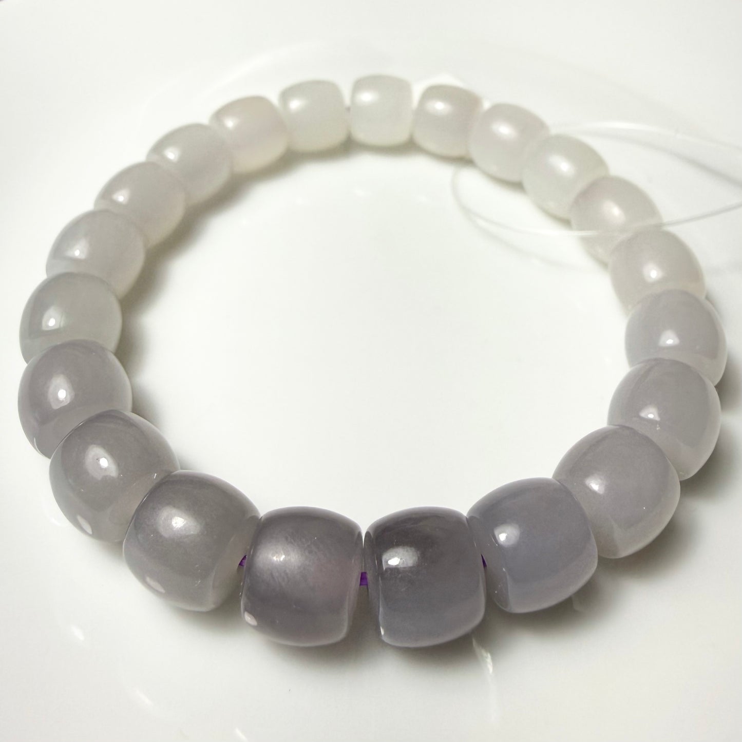 Certified genuine purple violet Hetian jade nephrite jade Bracelet - gradient -10mm beads 6.5 inch length