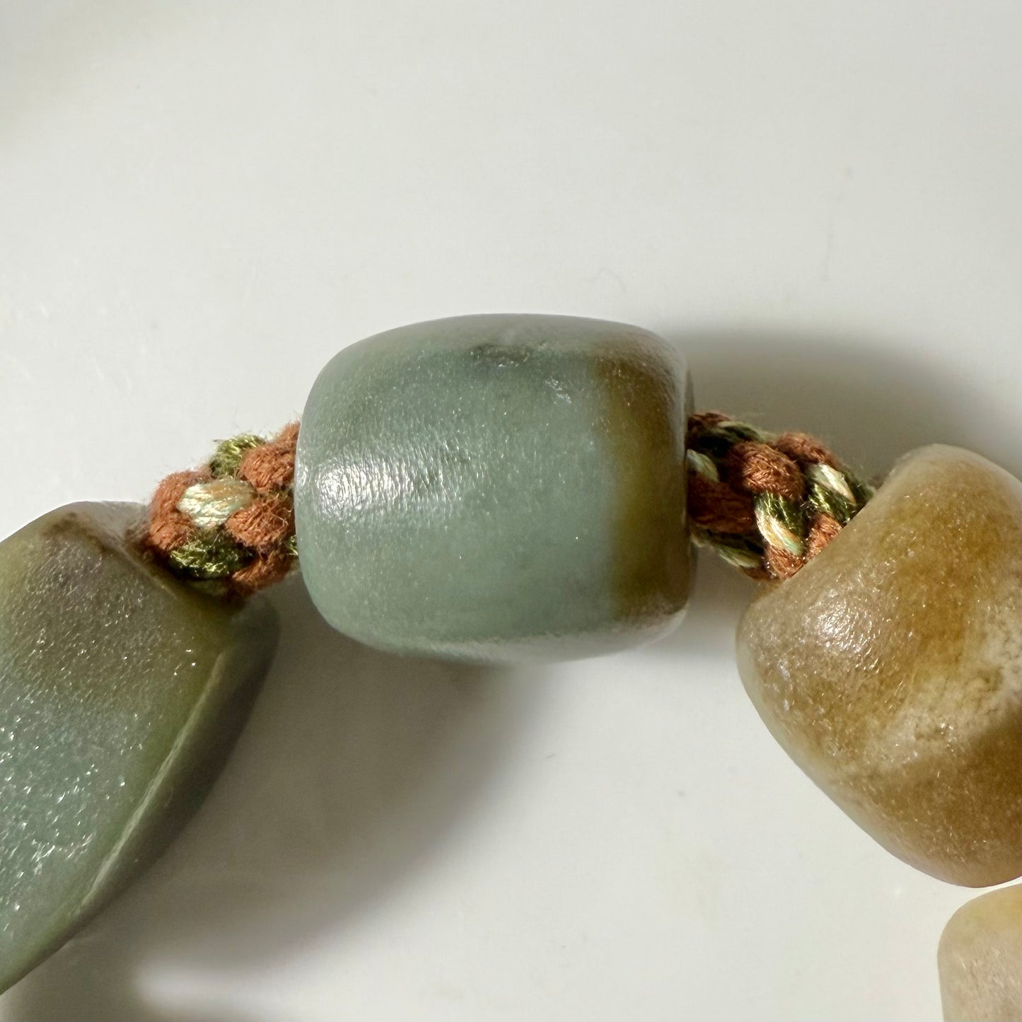 Certified Multi-color genuine Hetian Jade nephrite jade 6inches Bracelet - large beads - bold and imposing