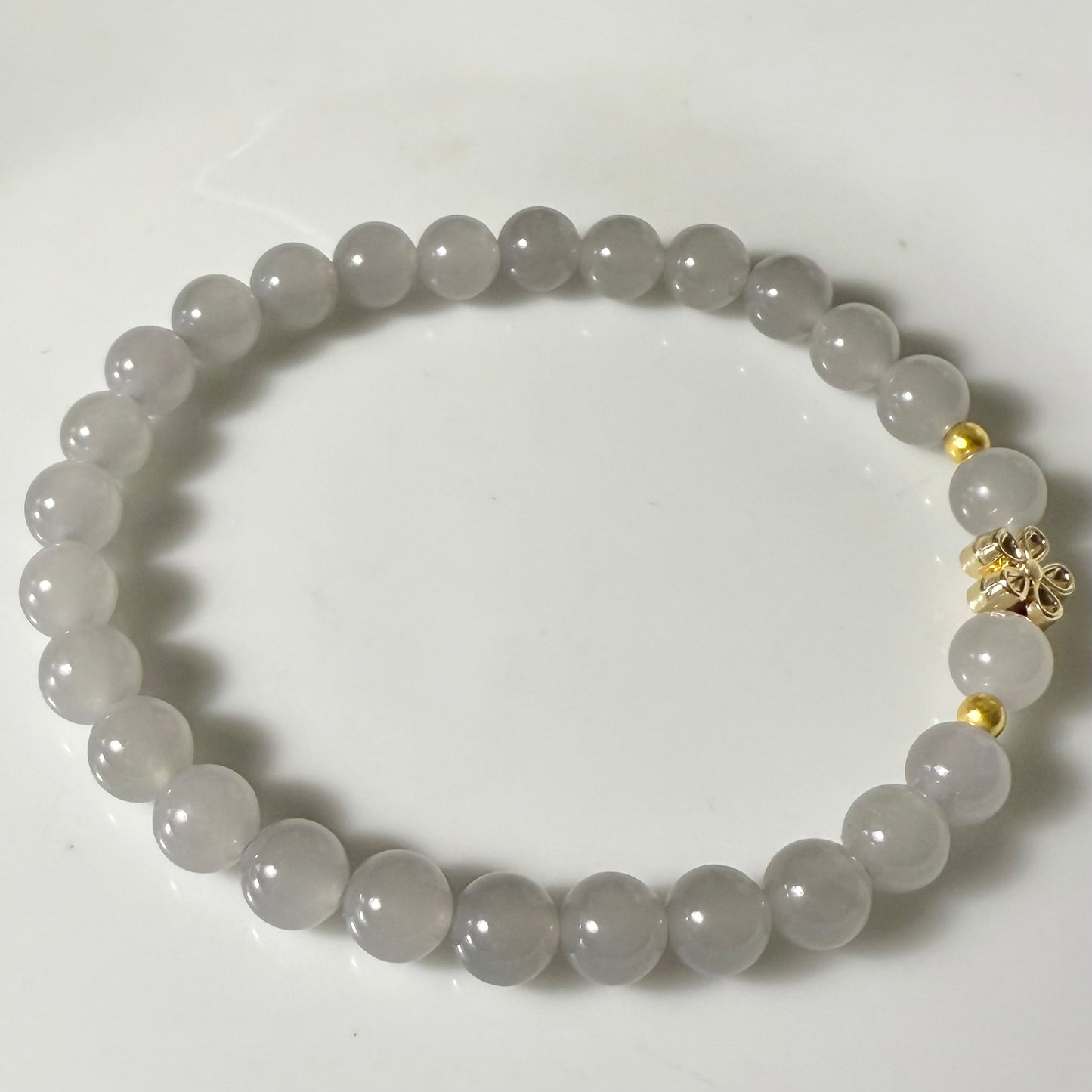 Certified genuine purple violet Hetian jade nephrite jade Bracelet -6 mm beads 5.5 inch length