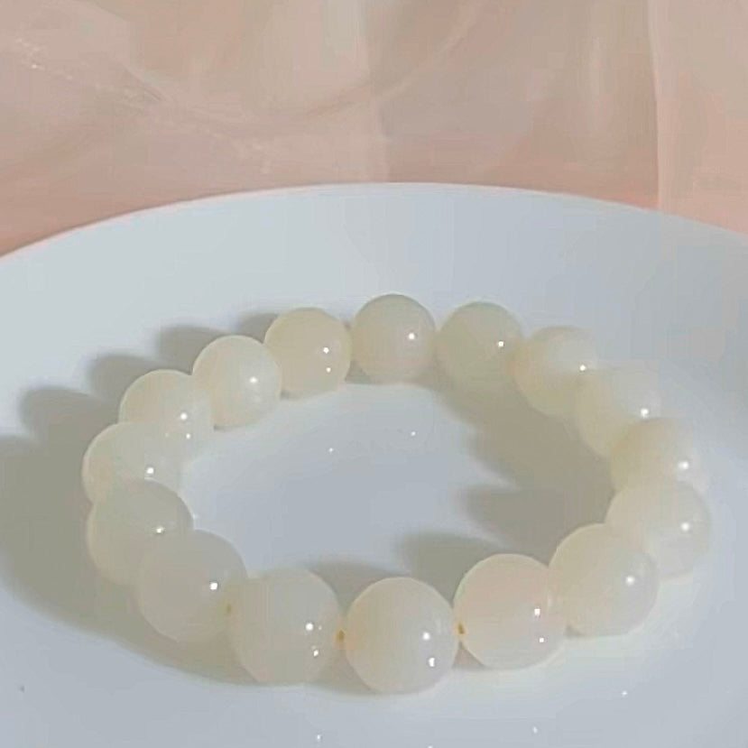 Certified Honey water Slight sugar color genuine nephrite jade / Hetian Jade Bracelet - 12mm beads